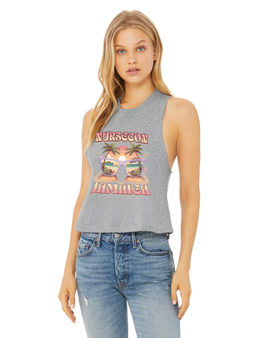 Nurse Conference Cruise Trip Crop Top  Jamaica NurseCon 2026 Tropical Palm & Drink Graphic Nurse T- Shirt