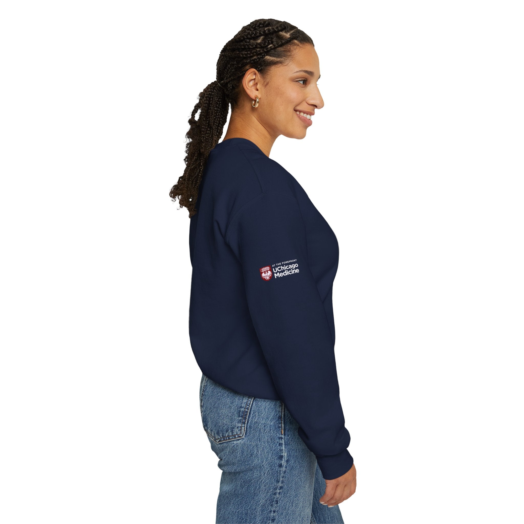Trauma Nurse Crewneck Sweatshirt — "Calm Under Fire" Medical Badge STICU UC Nurse Graphic Crew