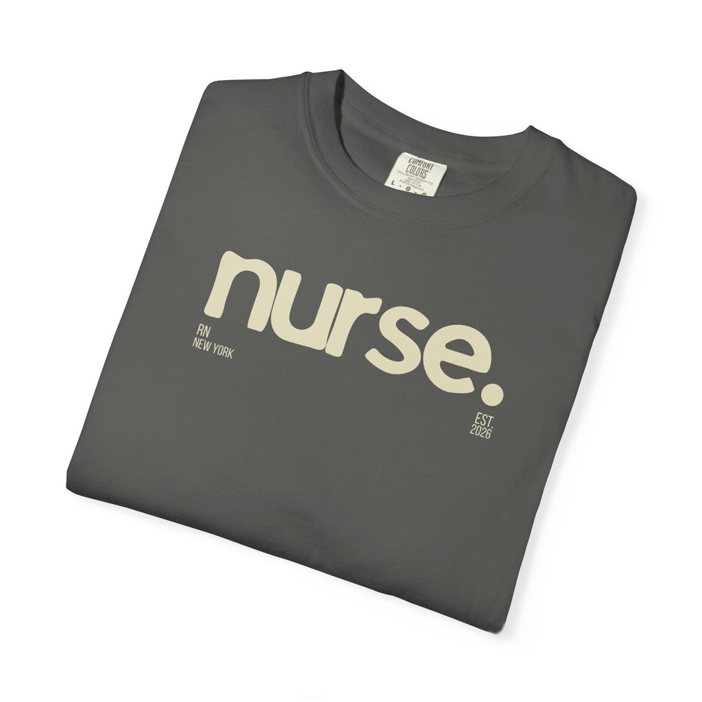 Nurse New York Garment-Dyed T-Shirt — Retro 'nurse.' Graphic Tee for Nurses, Gifts & Workwear