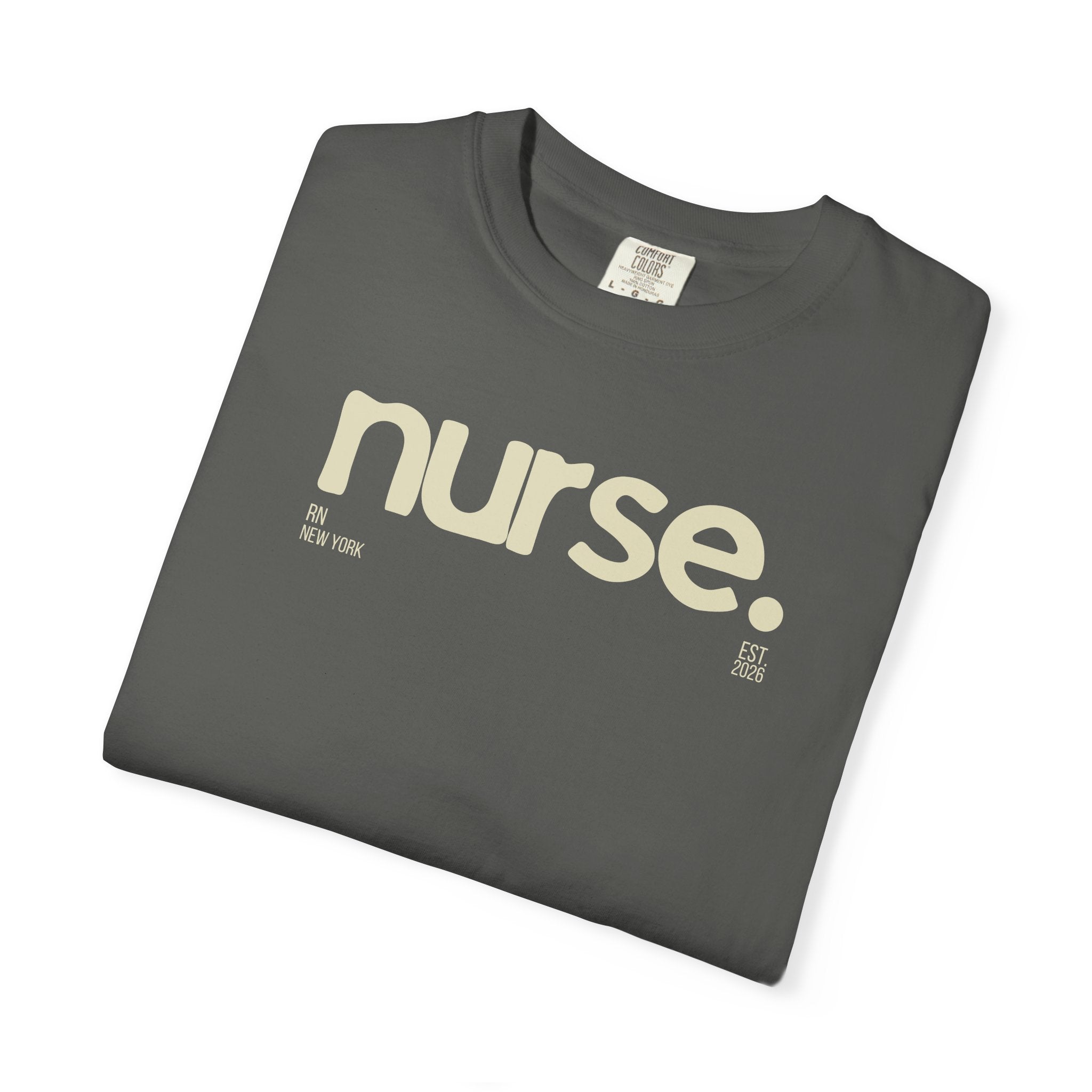 Nurse New York Garment-Dyed T-Shirt — Retro 'nurse.' Graphic Tee for Nurses, Gifts & Workwear