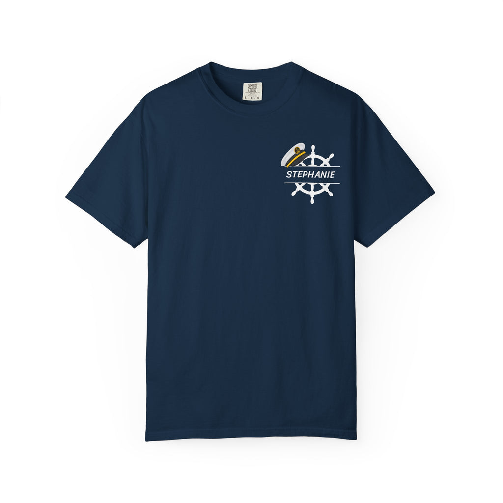 Customize NurseCon At Sea 2026 Cruise Crew T-Shirt — Personalized Name Nurse Nautical Blue Tee
