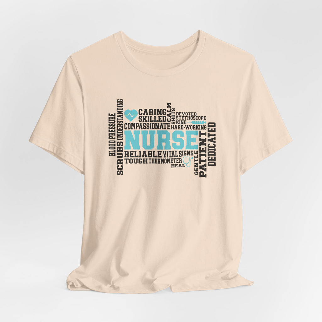 Nurse Word Cloud Tee — Caring, Skilled & Compassionate Nursing Shirt Student Nurse Nurse Gift