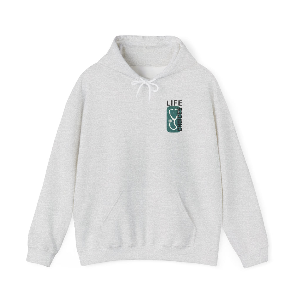 Hoodie — "Life Is Full of Choices" Stethoscope, Coffee & IV Nurse Cozy Pullover