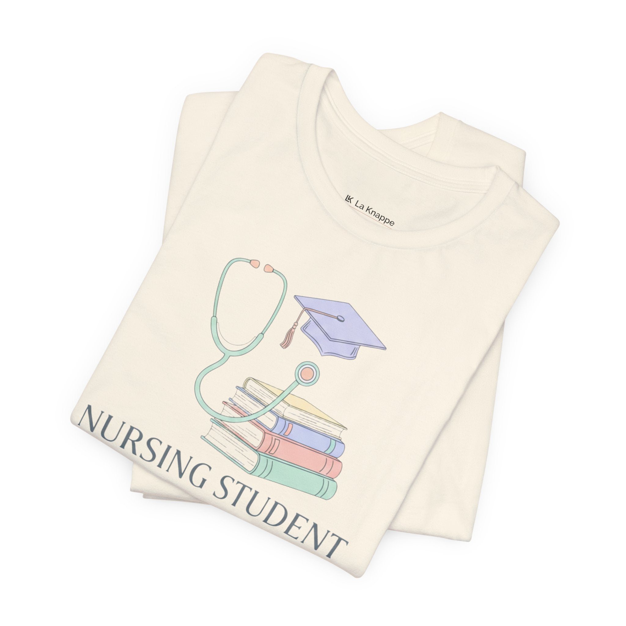 Nursing Student T-Shirt — Stethoscope, Books & Cap Graduation Tee