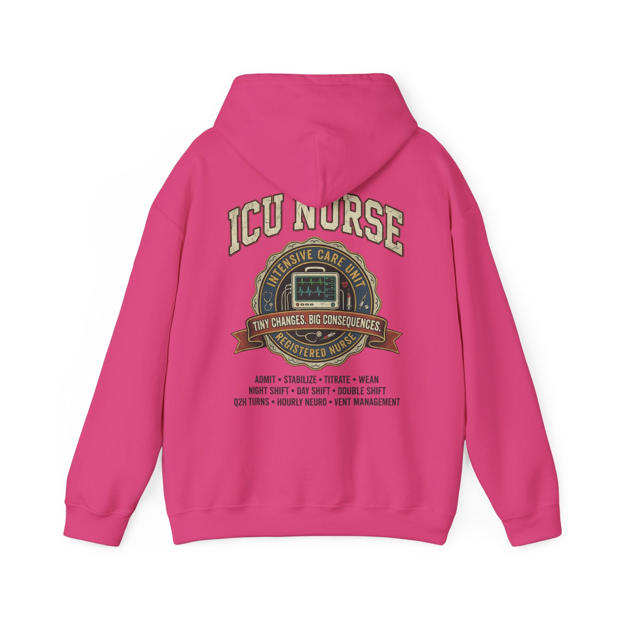 ICU Nurse Hoodie —  Nurse Tour Tee Vibe Vintage Distressed Design -JCU Crew Critical Care Nursing Hooded Sweatshirt