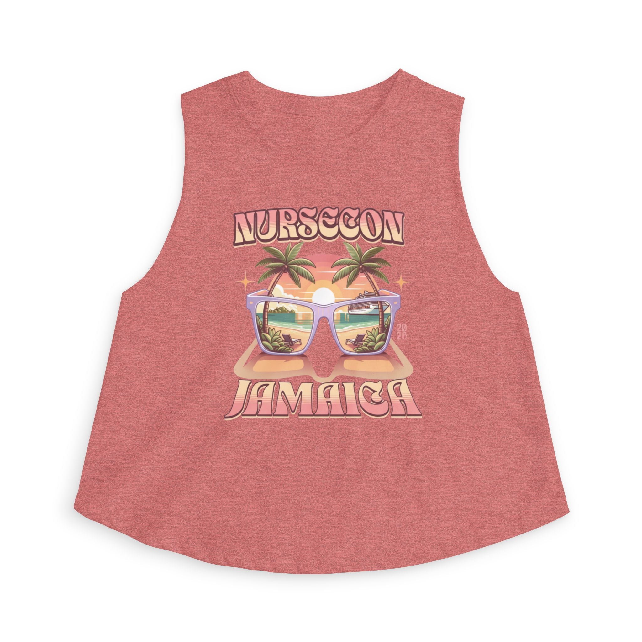 Nurse Conference Cruise Trip Crop Top  Jamaica NurseCon 2026 Tropical Palm & Drink Graphic Nurse T- Shirt