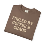 Fueled by Coffee & Chaos T-Shirt — Funny Coffee Lover Tee Nurse RN Tshirts Nurse and Coffee Caffeinated Nurse Gift for Nurse Coffee Lovers
