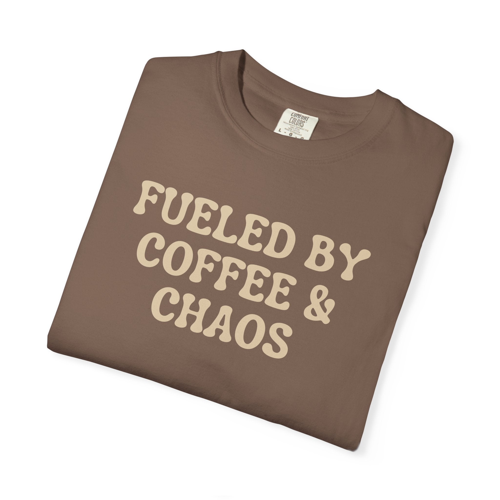 Fueled by Coffee & Chaos T-Shirt — Funny Coffee Lover Tee Nurse RN Tshirts Nurse and Coffee Caffeinated Nurse Gift for Nurse Coffee Lovers