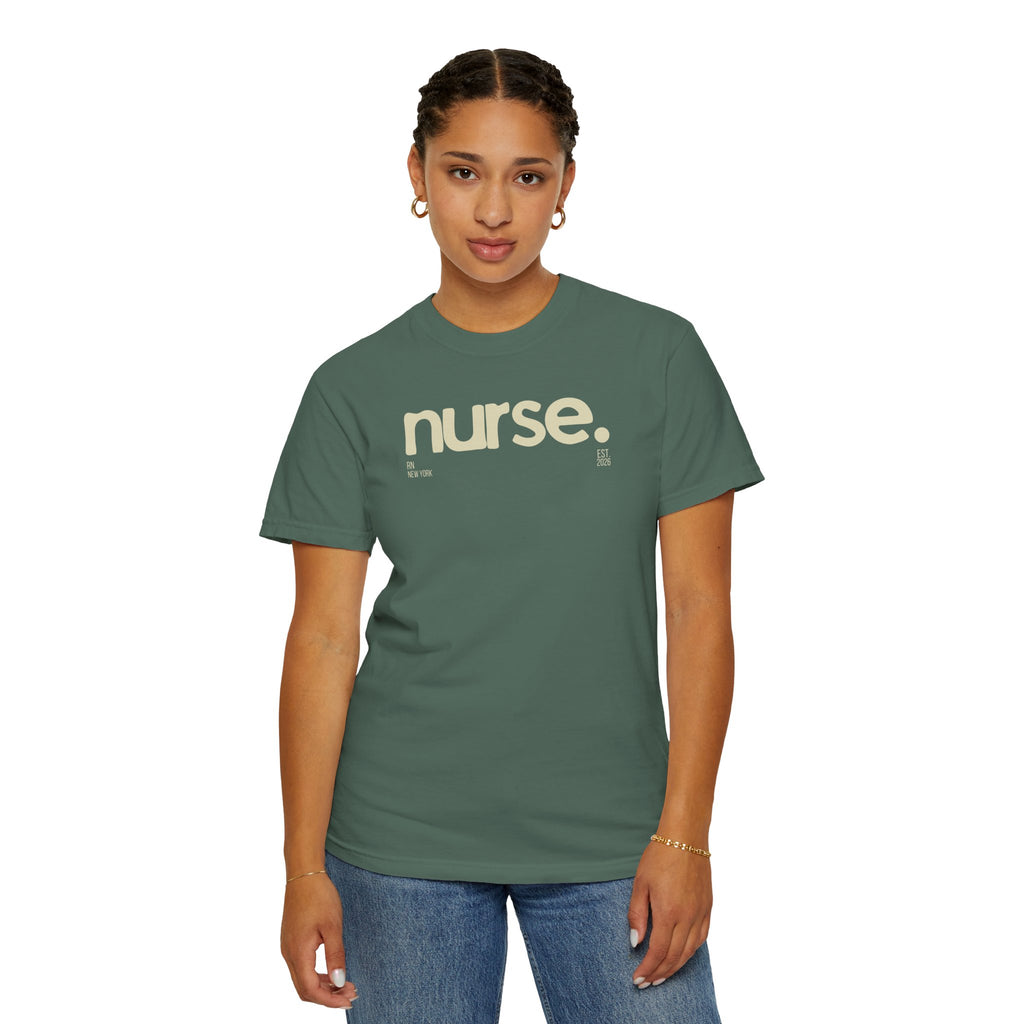 Nurse New York Garment-Dyed T-Shirt — Retro 'nurse.' Graphic Tee for Nurses, Gifts & Workwear