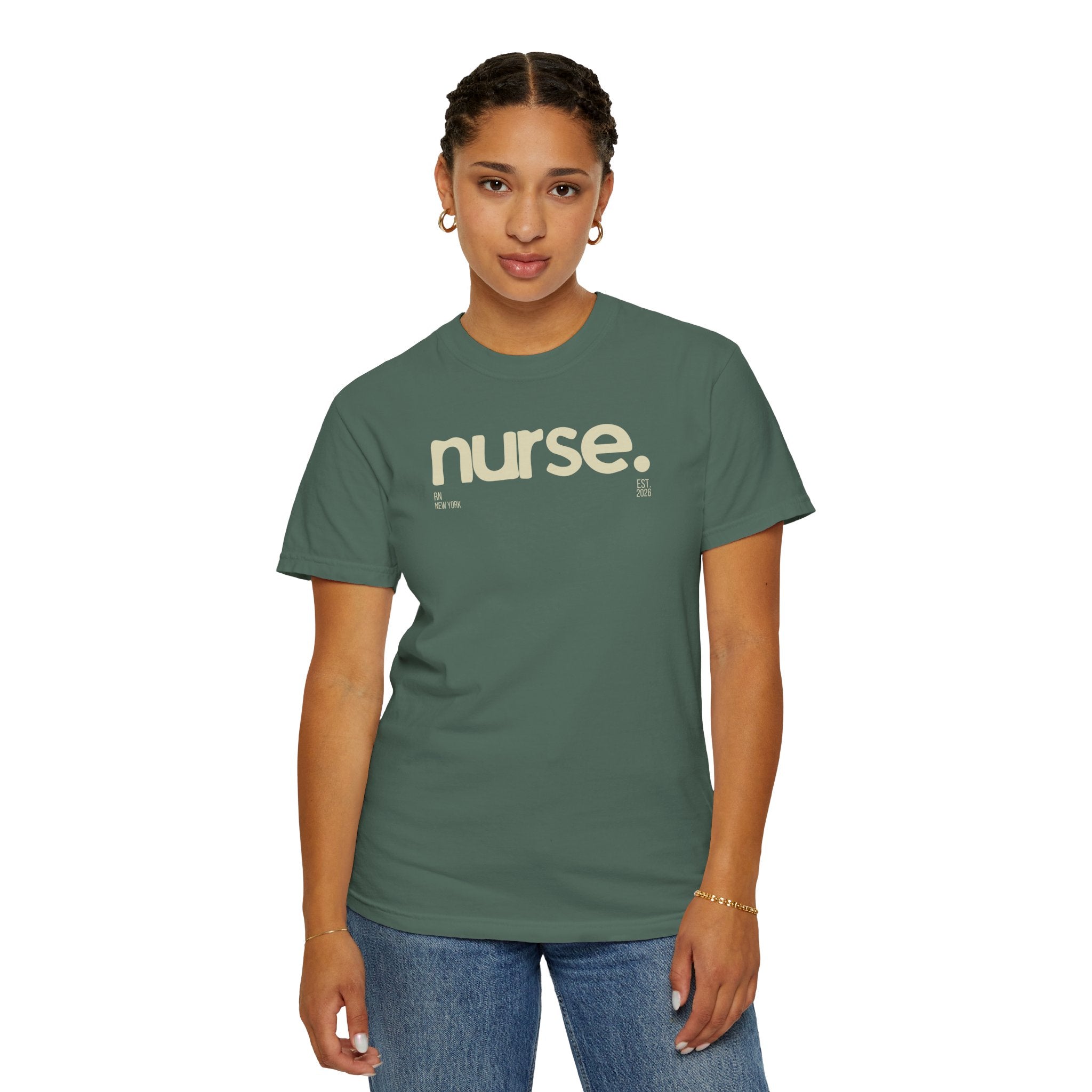 Nurse New York Garment-Dyed T-Shirt — Retro 'nurse.' Graphic Tee for Nurses, Gifts & Workwear