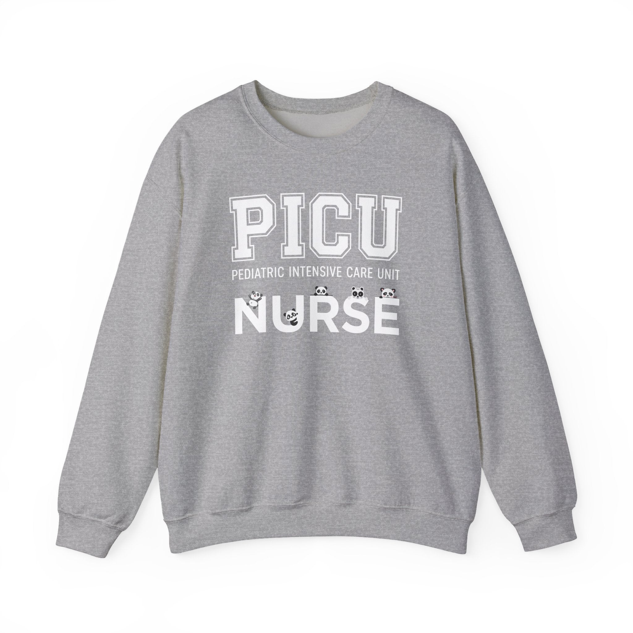 PICU Nurse Crewneck Sweatshirt – Pediatric Intensive Care Unit Nurse Pullover With Cute Panda