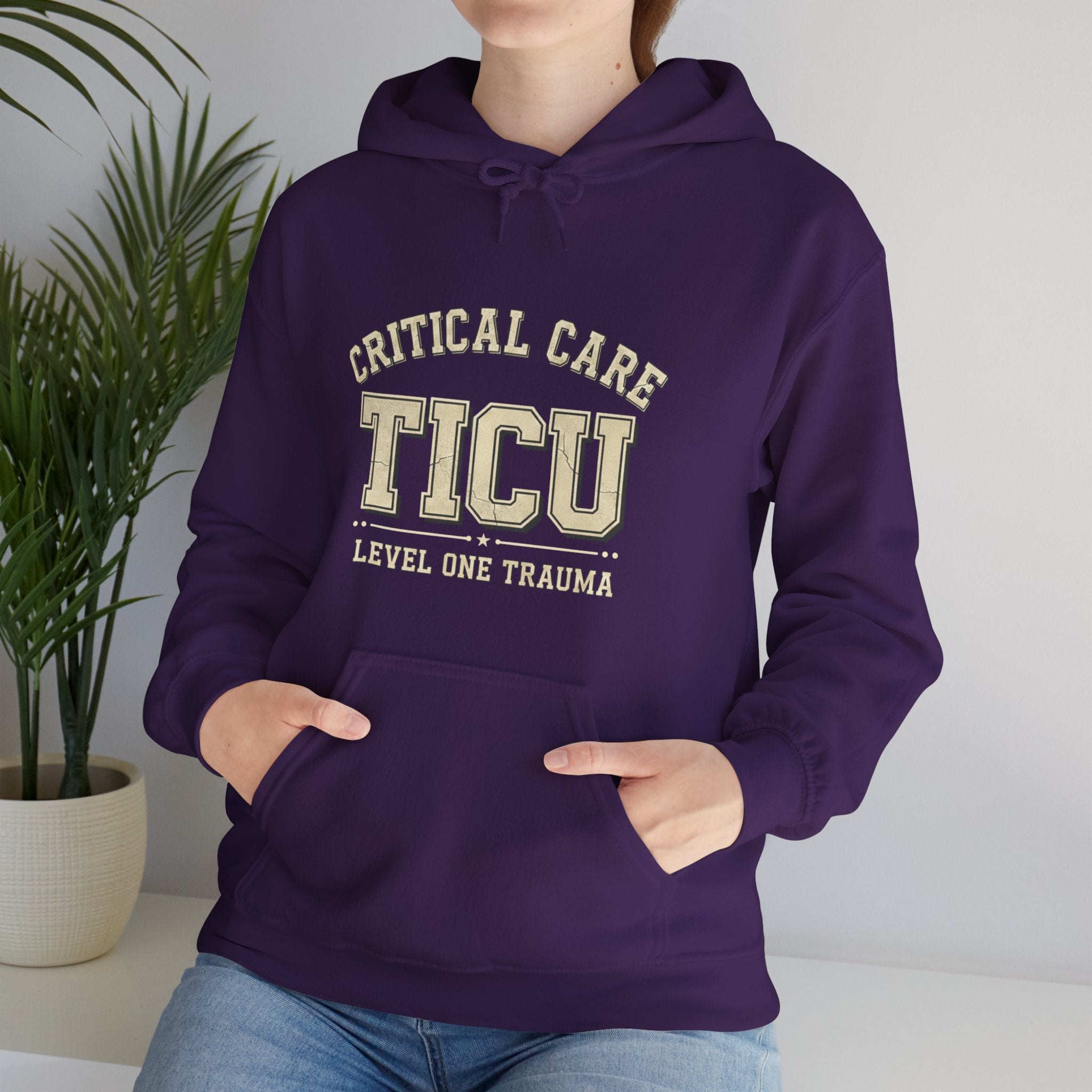 TICU Critical Care Hoodie - Level One Trauma Sweatshirt for Nurses & ICU Staff