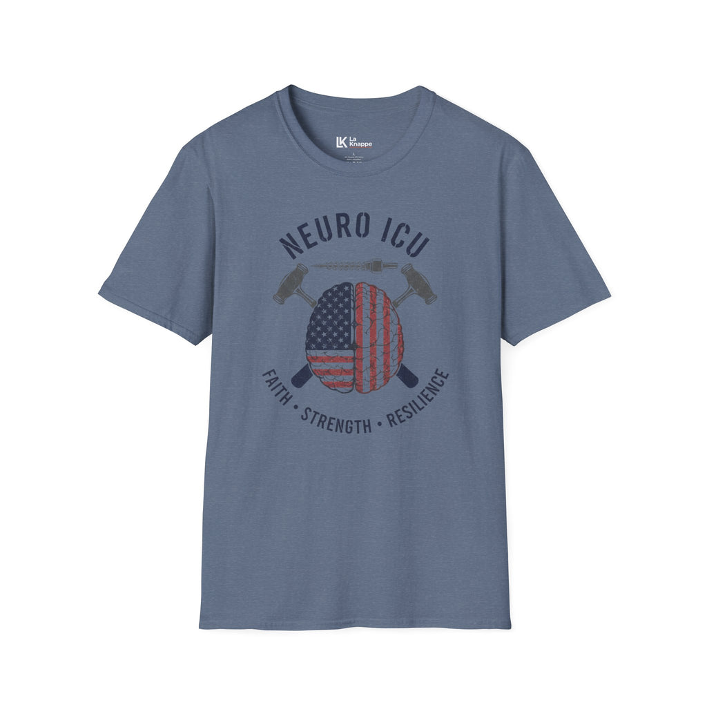 Neuro ICU Nurse Graphic T-shirt Patriotic Flag