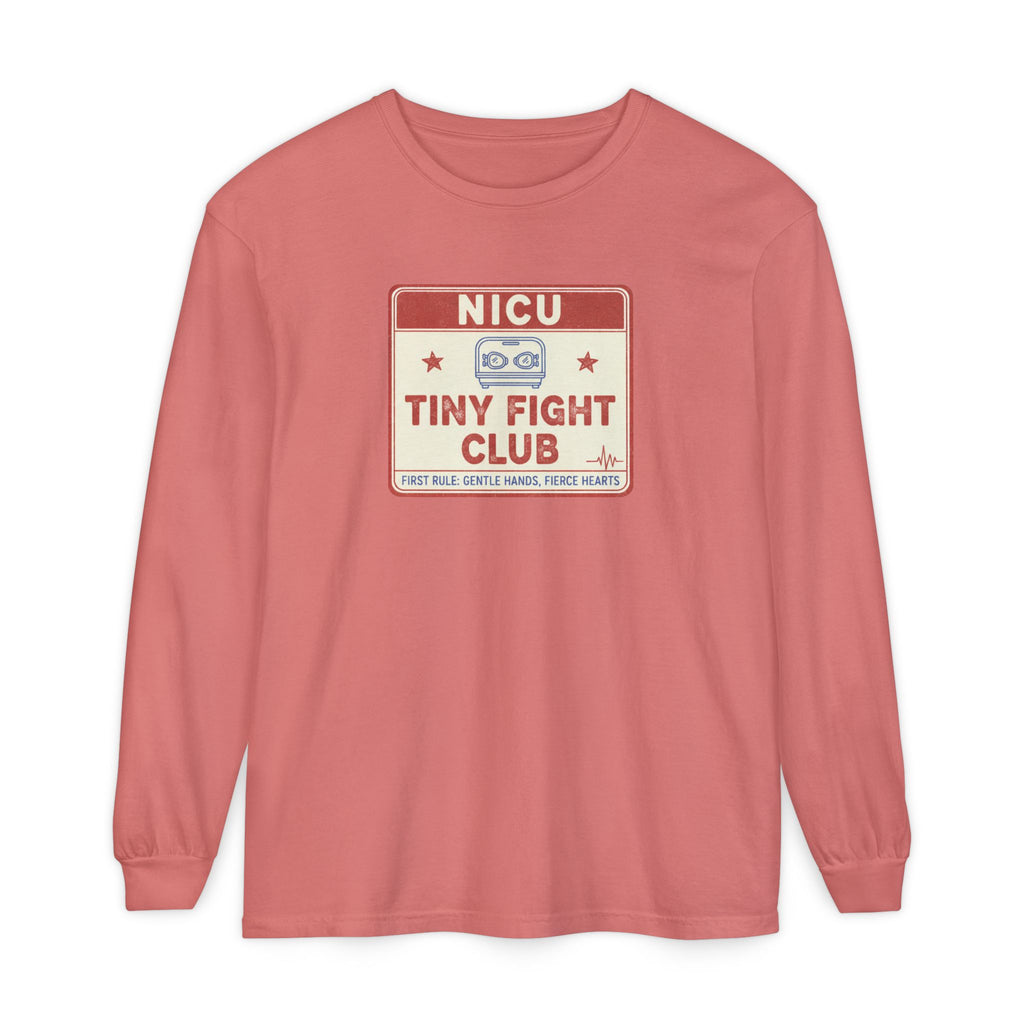 NICU Tiny Fight Club Long Sleeve Tee- FIERCE HEARTS, GENTLE HANDS PEDIATRIC NURSE T-SHIRT Premie Nurse Clinical T-shirt