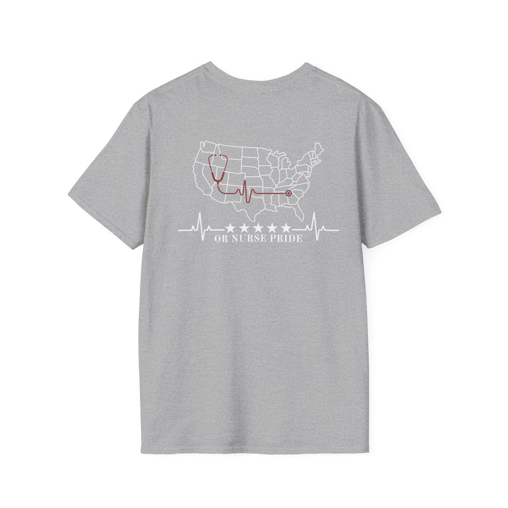 Nurse Pride T‑Shirt — US Map ECG Design with ' OR Nurse Pride' Graphic Nurse T-Shirt