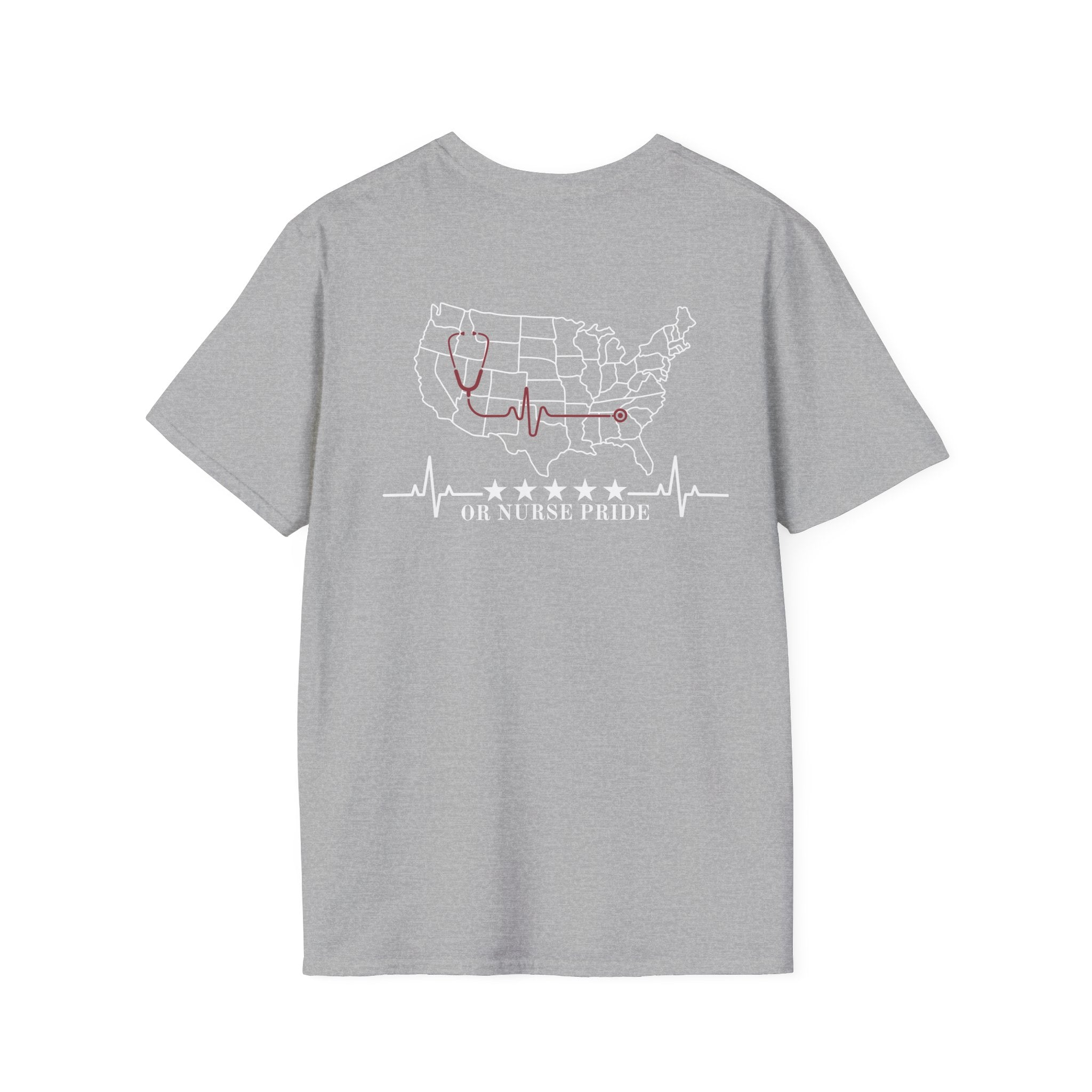 Nurse Pride T‑Shirt — US Map ECG Design with ' OR Nurse Pride' Graphic Nurse T-Shirt