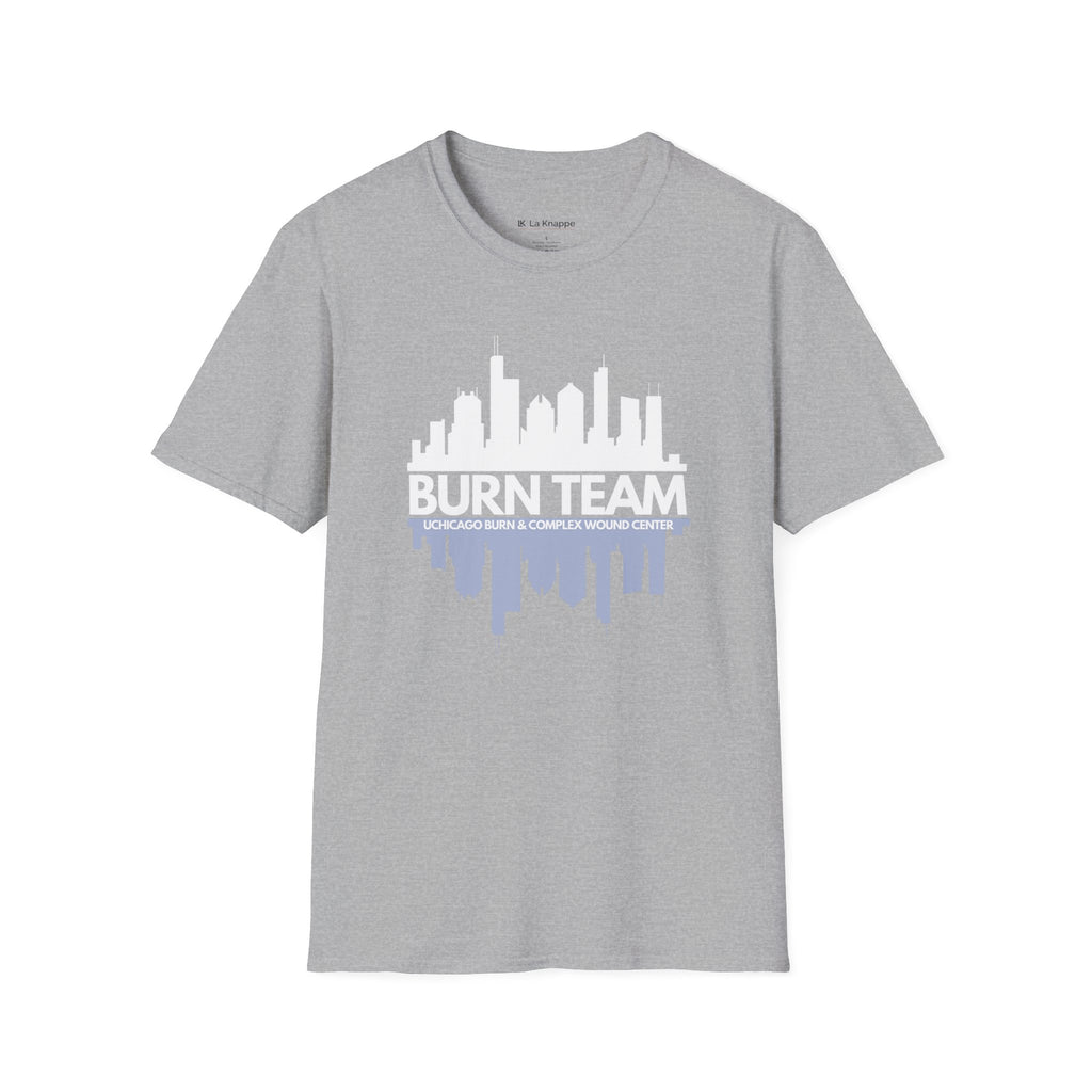 Burn Team T-shirt for Nurses- minimalist, stylish tee on-shift or off duty.
