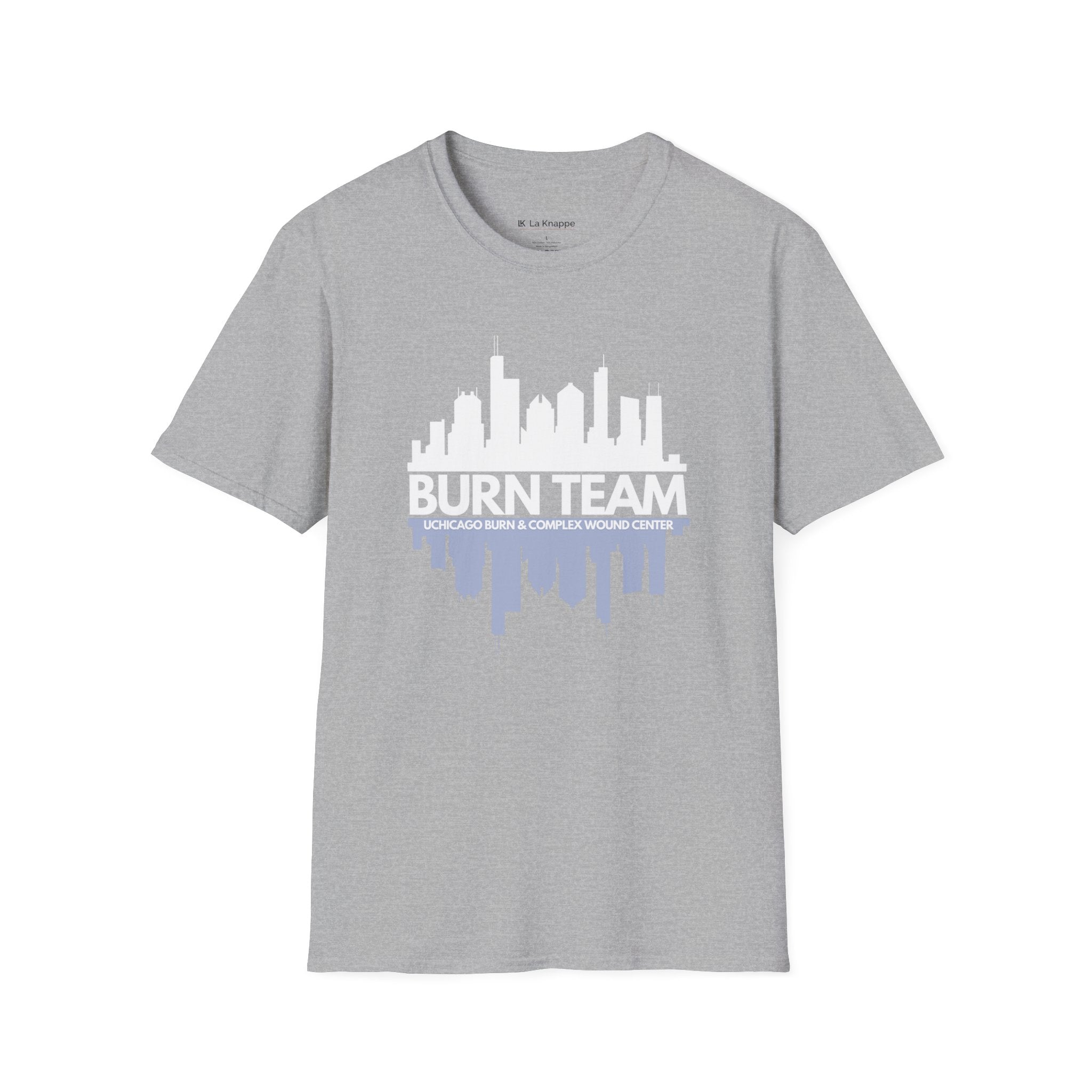 Burn Team T-shirt for Nurses- minimalist, stylish tee on-shift or off duty.