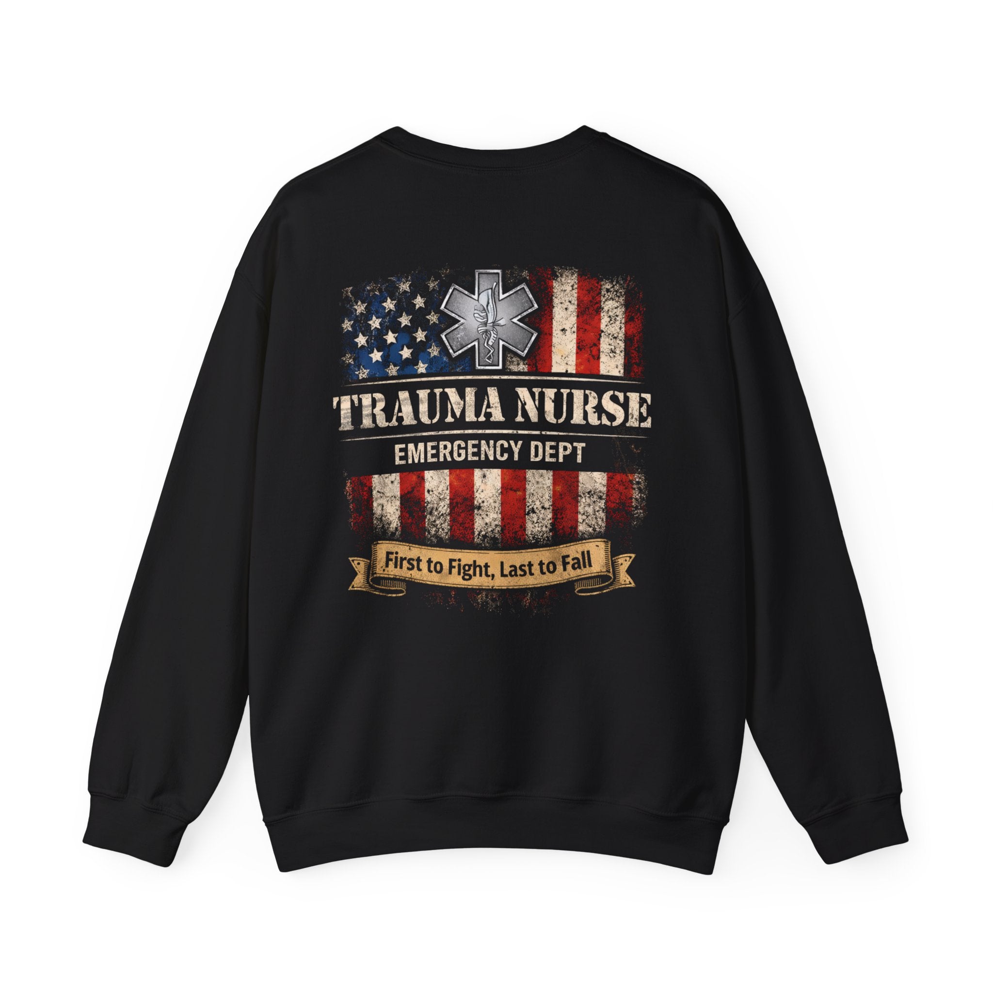 Trauma Nurse ED Department- Patriotic Trauma Crewneck - Graphic Sweatshirt