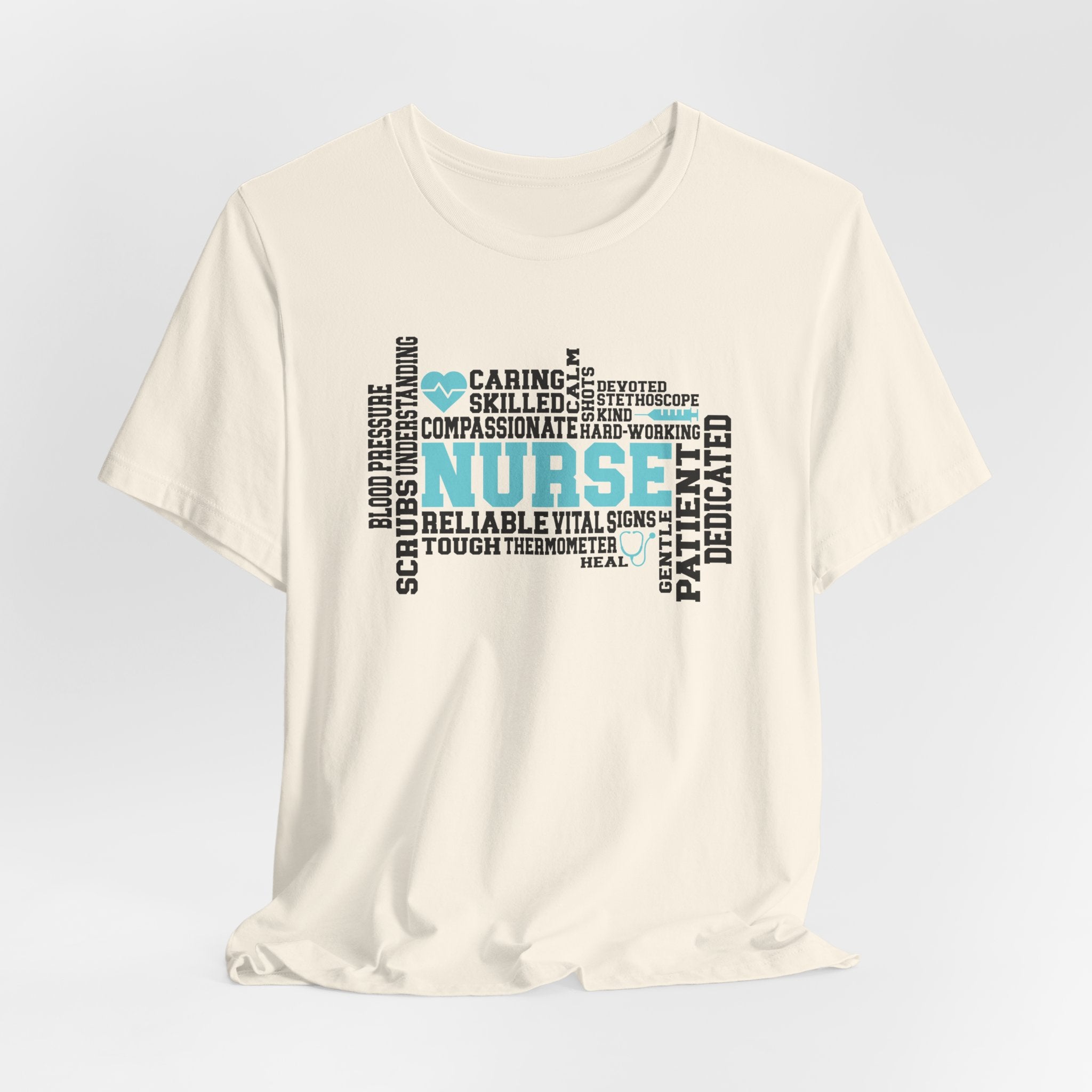 Nurse Word Cloud Tee — Caring, Skilled & Compassionate Nursing Shirt Student Nurse Nurse Gift