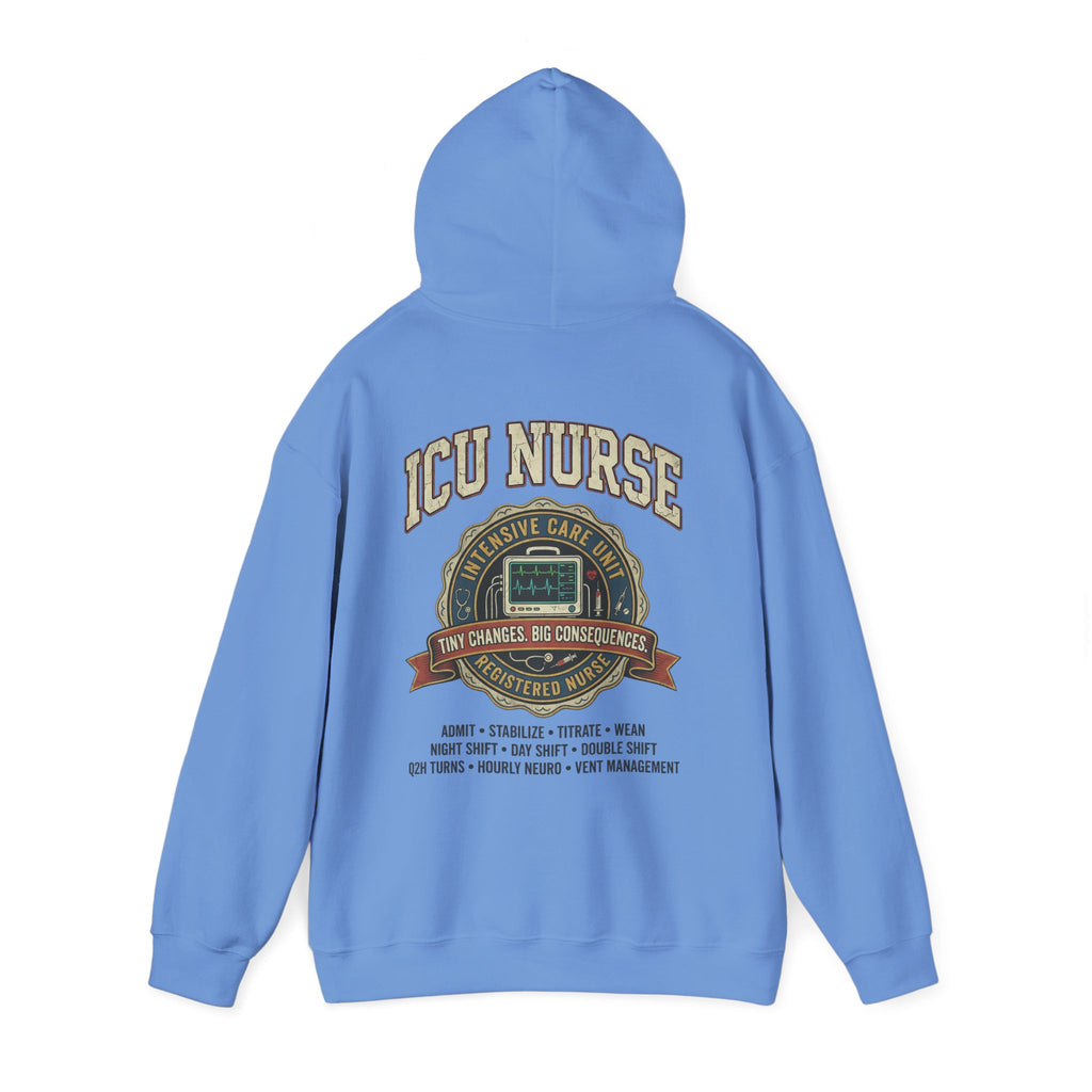 ICU Nurse Hoodie —  Nurse Tour Tee Vibe Vintage Distressed Design -JCU Crew Critical Care Nursing Hooded Sweatshirt