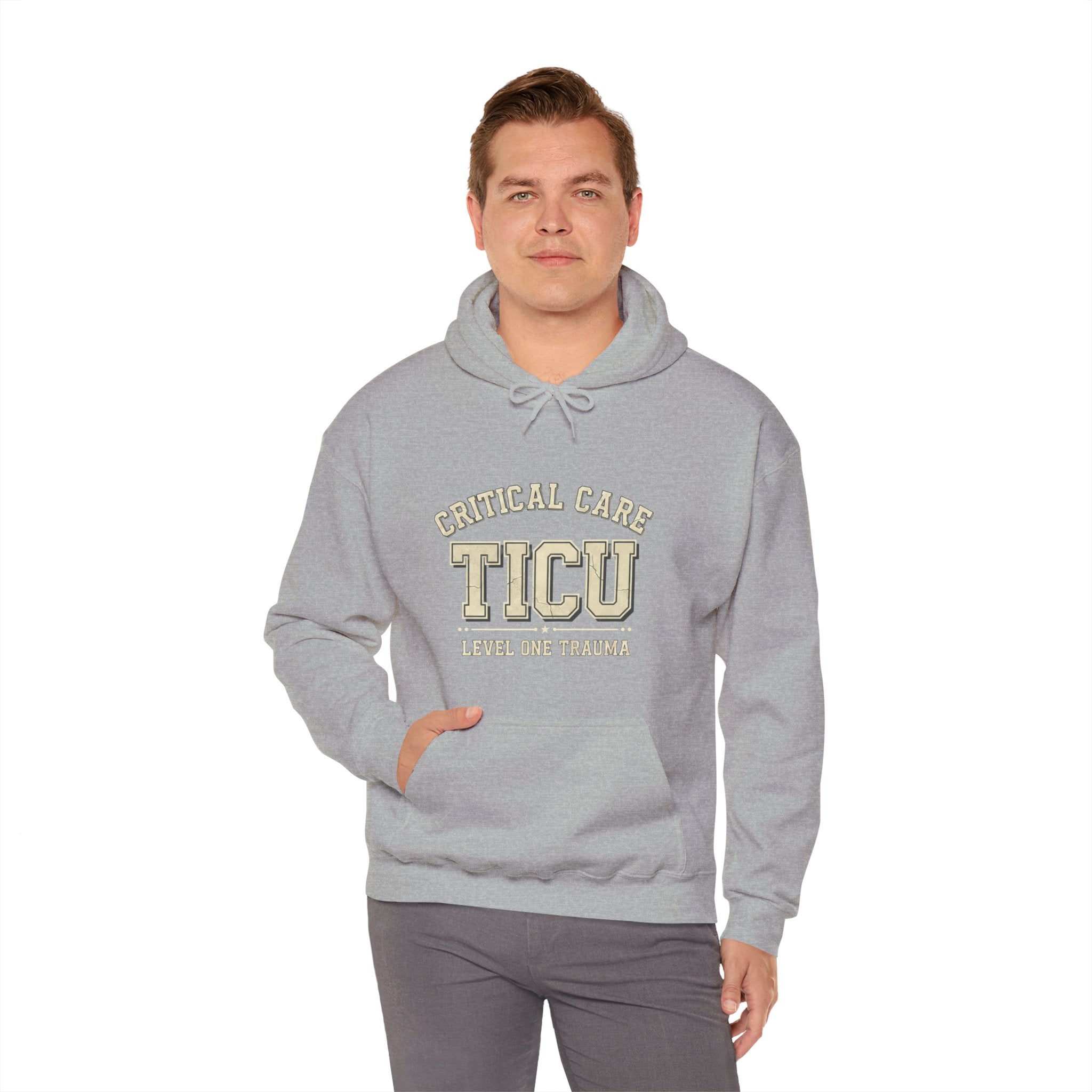 TICU Critical Care Hoodie - Level One Trauma Sweatshirt for Nurses & ICU Staff