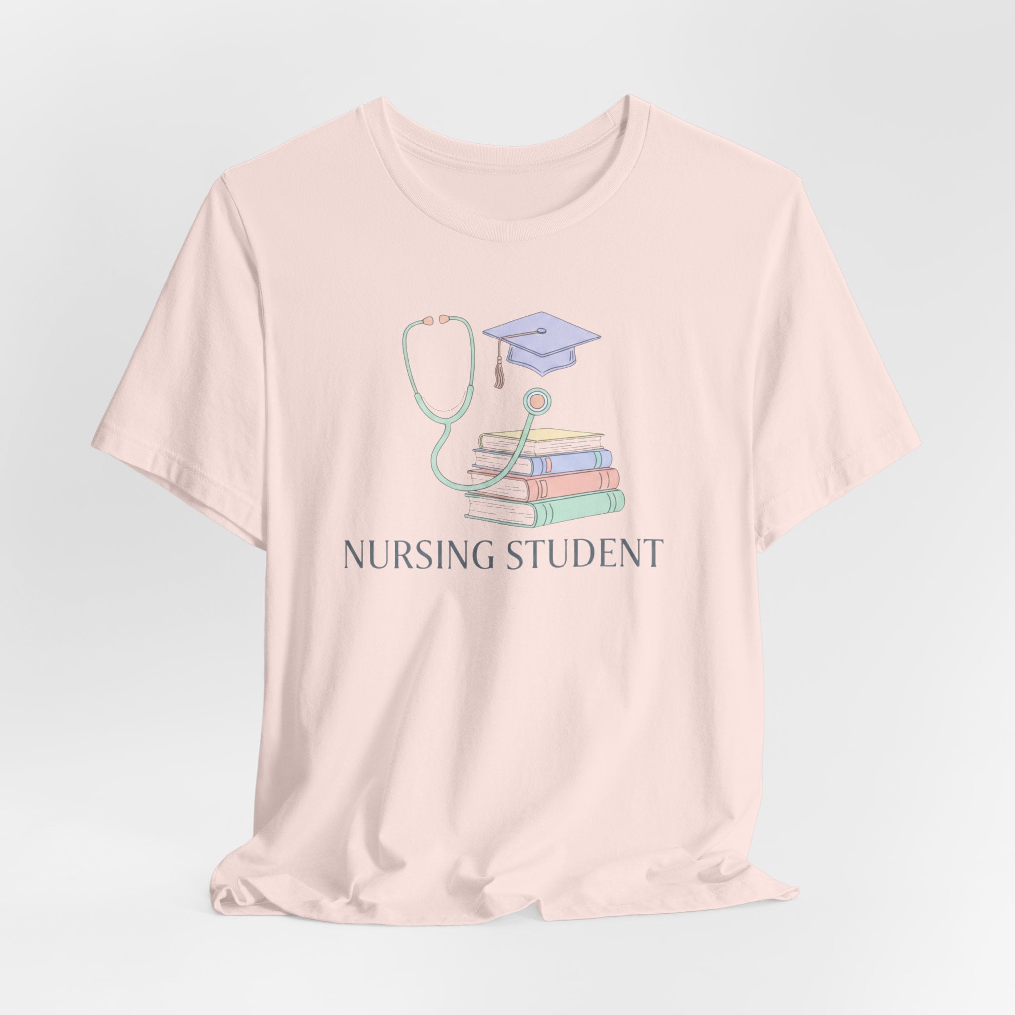 Nursing Student T-Shirt — Stethoscope, Books & Cap Graduation Tee