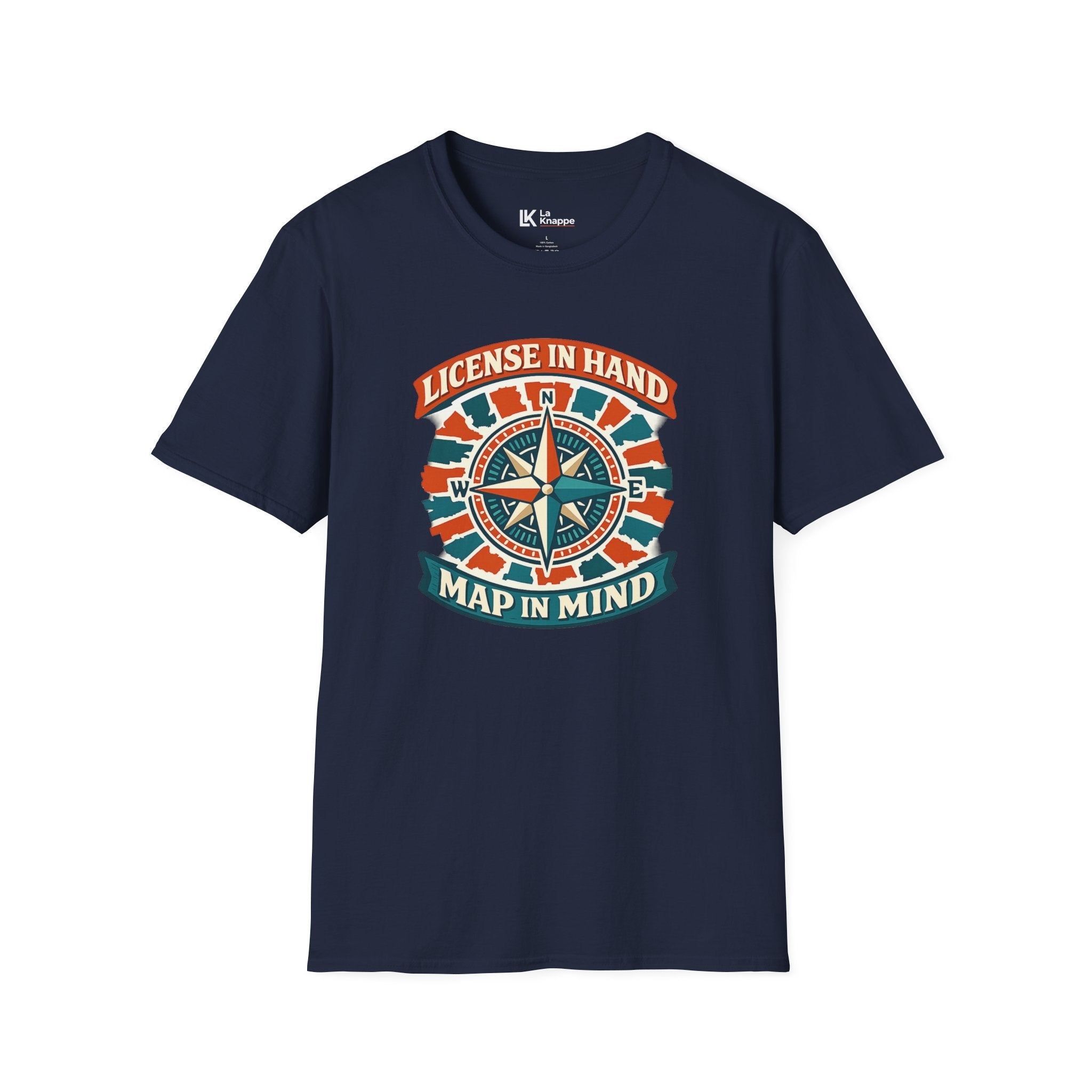 Compass Graphic T-Shirt — "License in Hand, Map in Mind" Adventure Tee for Travel Nurses RN and Adventure Tees