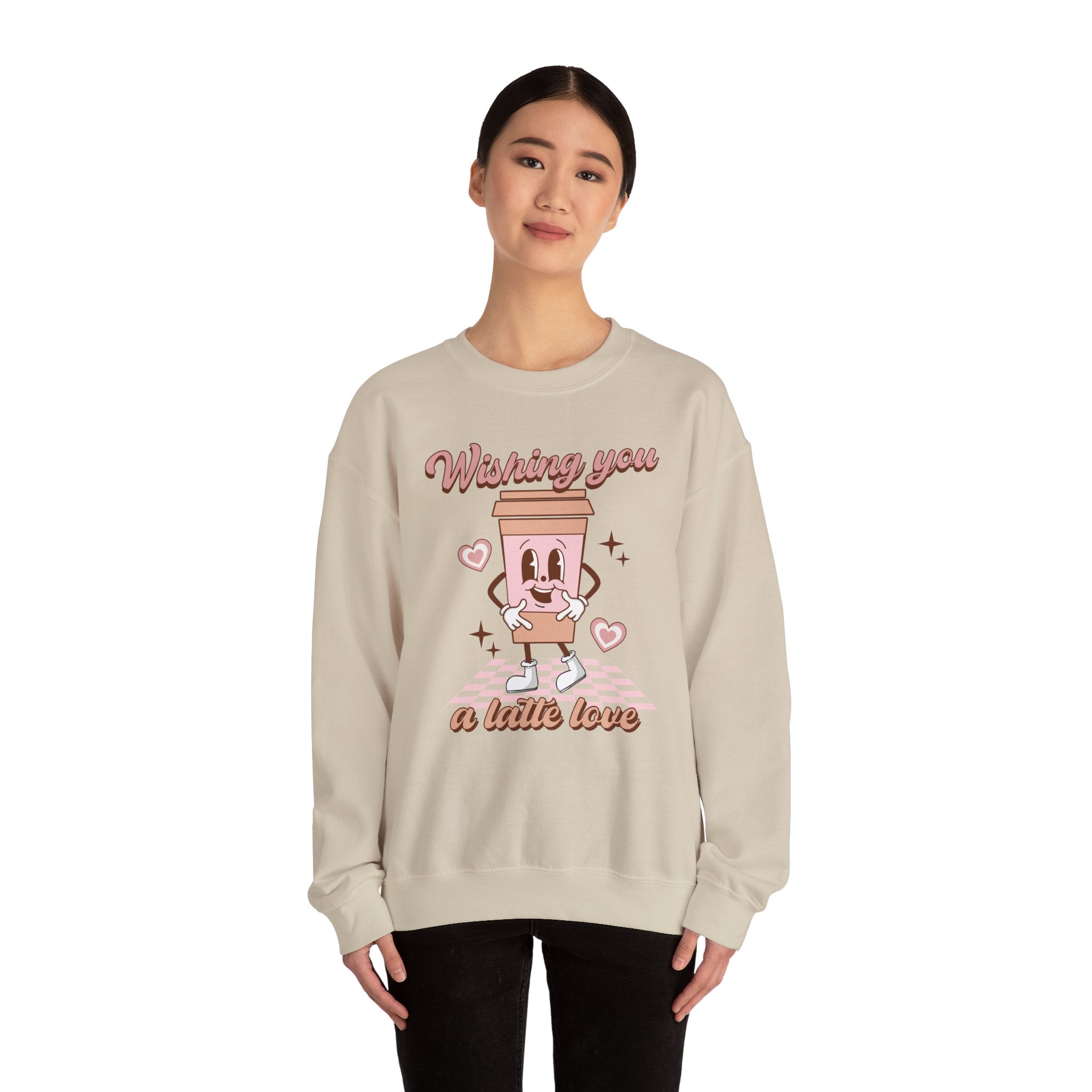 Sweatshirt - "Wishing You a Little Love" Cute Coffee Cup Crewneck