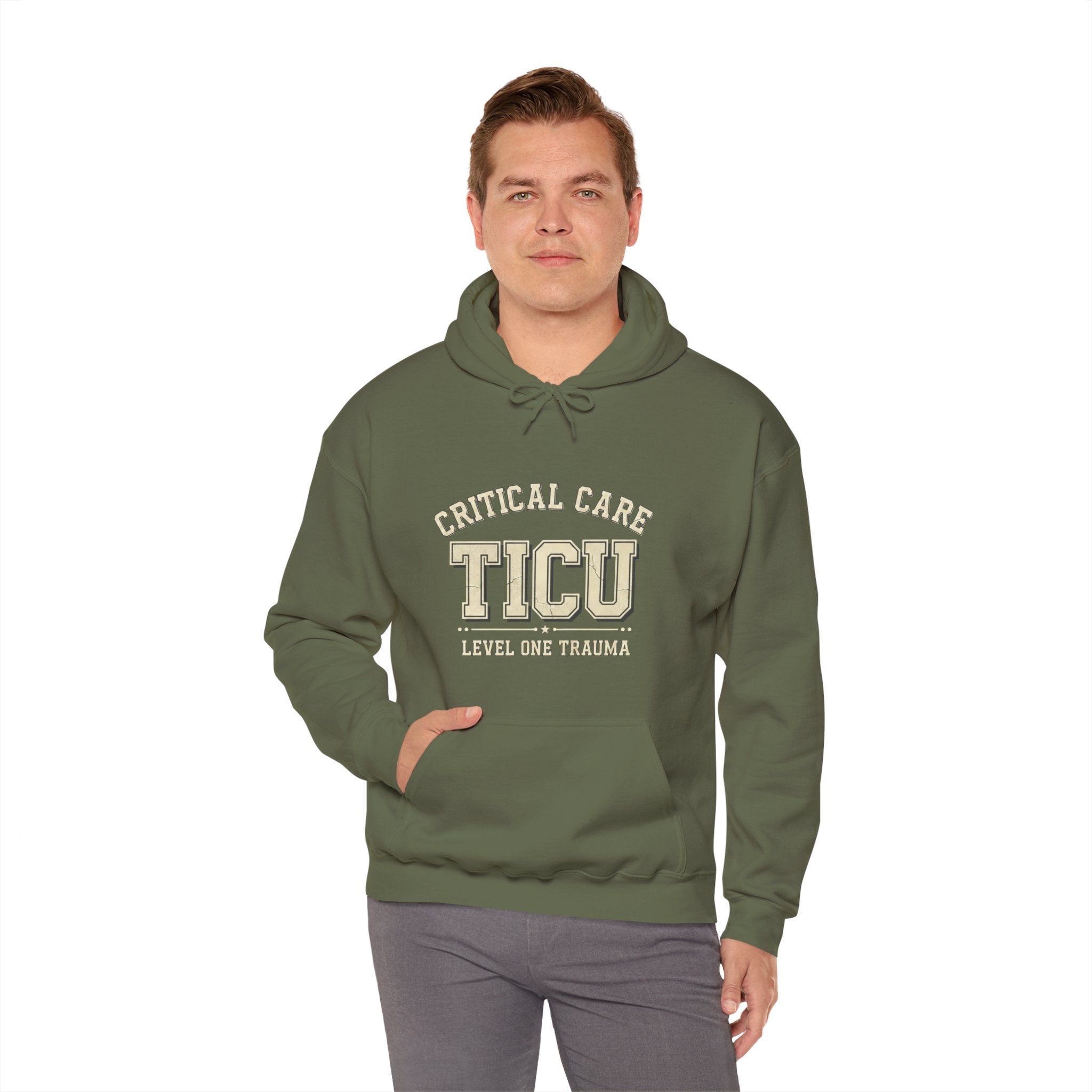TICU Critical Care Hoodie - Level One Trauma Sweatshirt for Nurses & ICU Staff