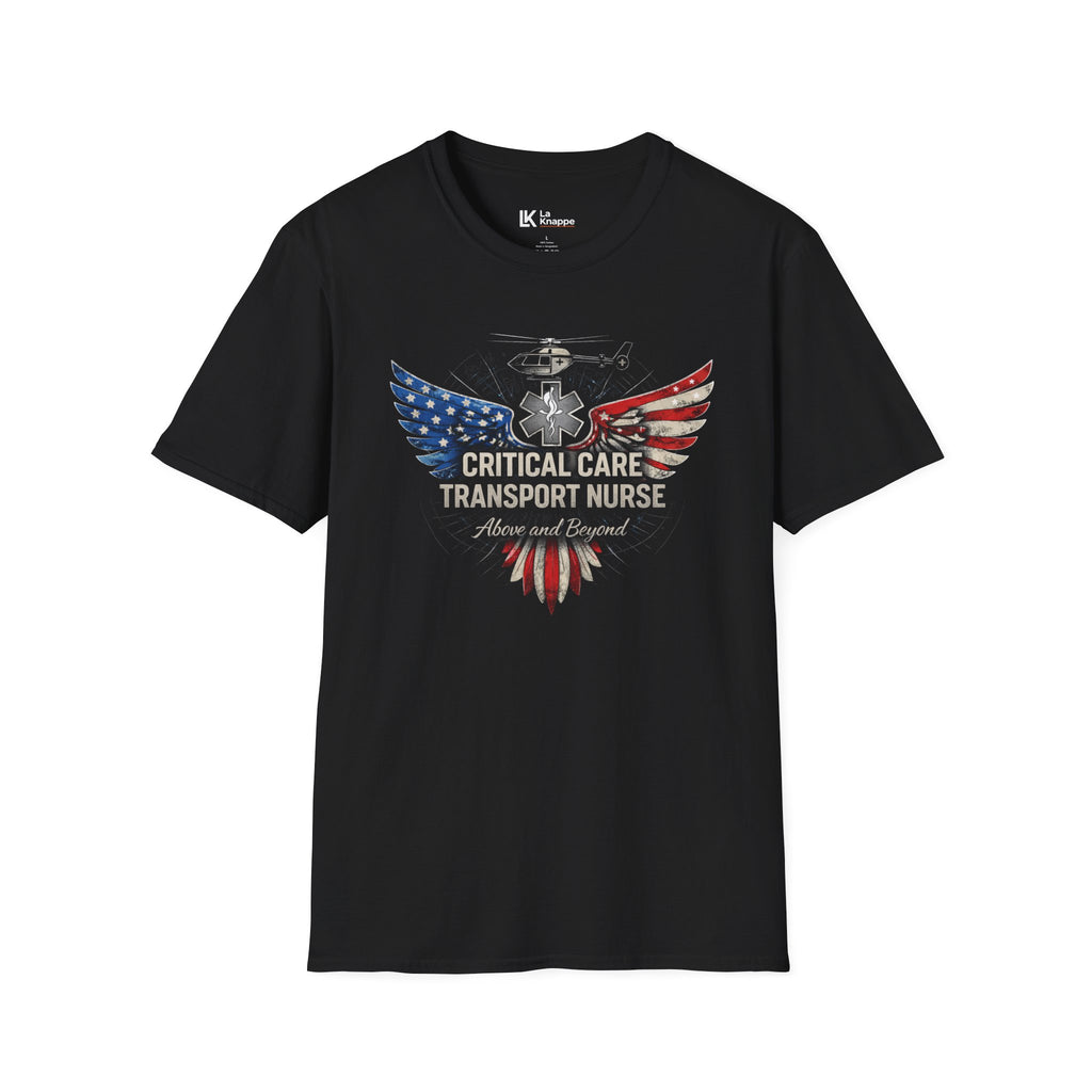 Flight Nurse Critical Care Transport Nurse Eagle Flag Patriotic Graphic Nurse T-shirt