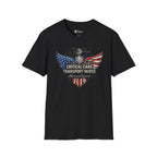Flight Nurse Critical Care Transport Nurse Eagle Flag Patriotic Graphic Nurse T-shirt
