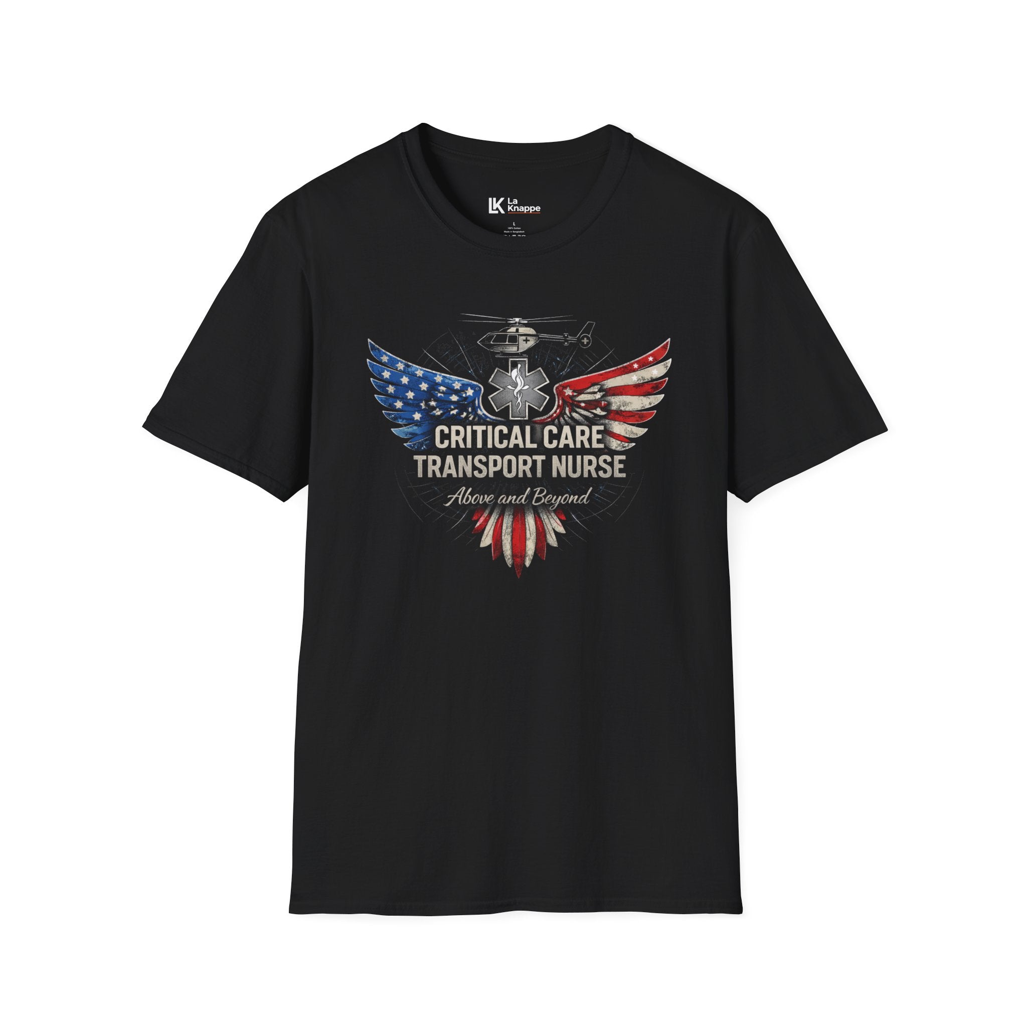 Flight Nurse Critical Care Transport Nurse Eagle Flag Patriotic Graphic Nurse T-shirt