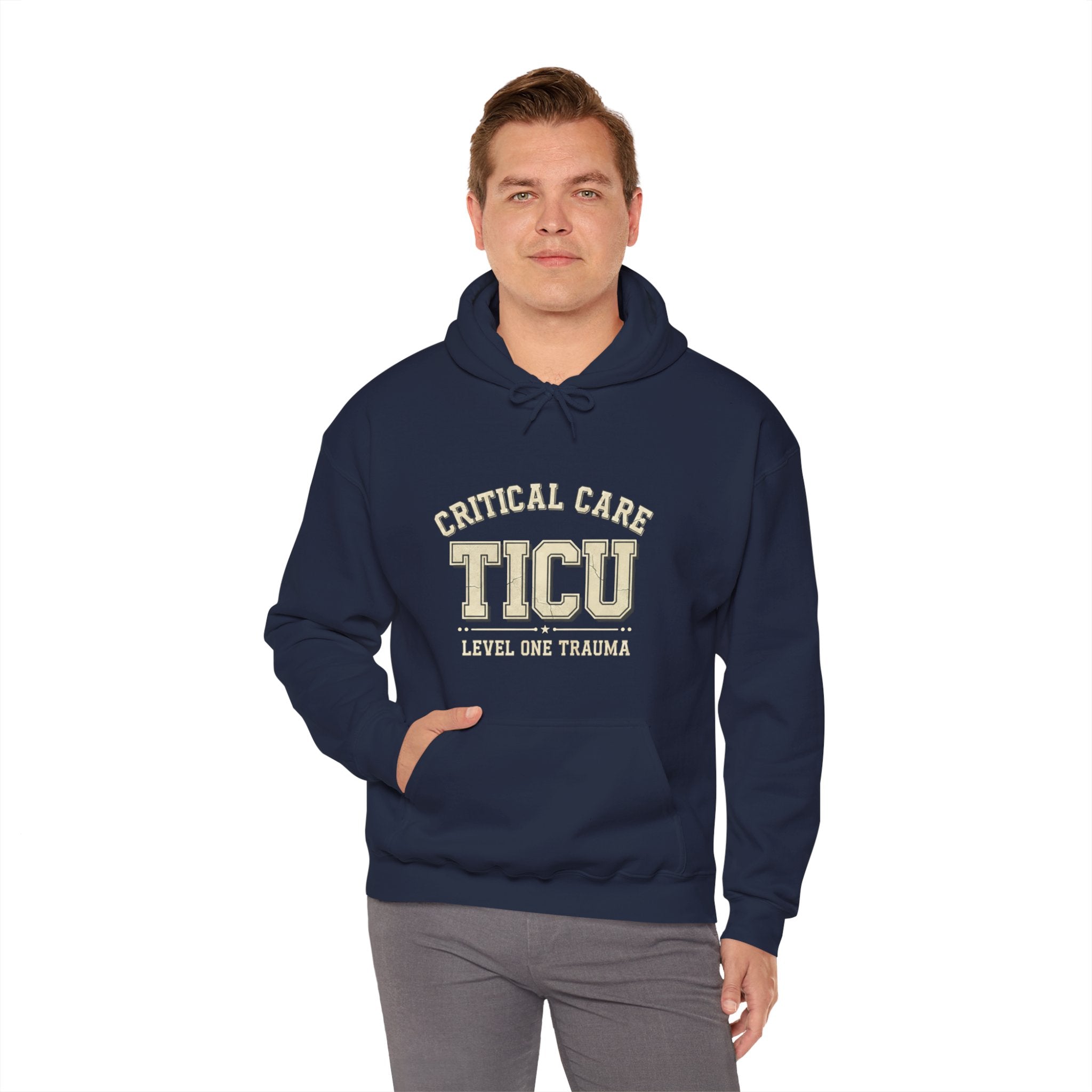 TICU Critical Care Hoodie - Level One Trauma Sweatshirt for Nurses & ICU Staff
