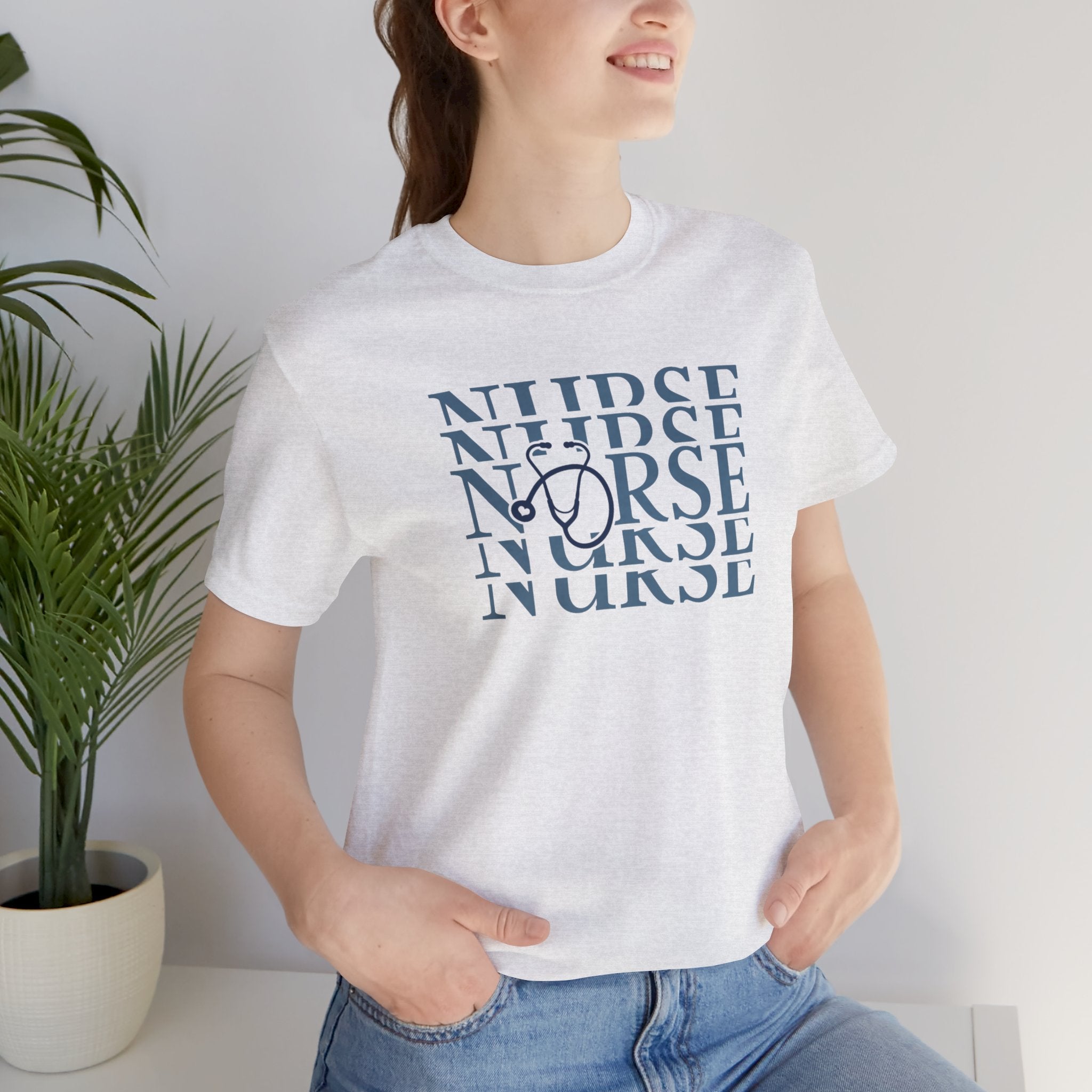 Nurse Stethoscope Graphic Tee — Repeating 'NURSE' Design Student Nurse Cool Nurse Gift For Nurse