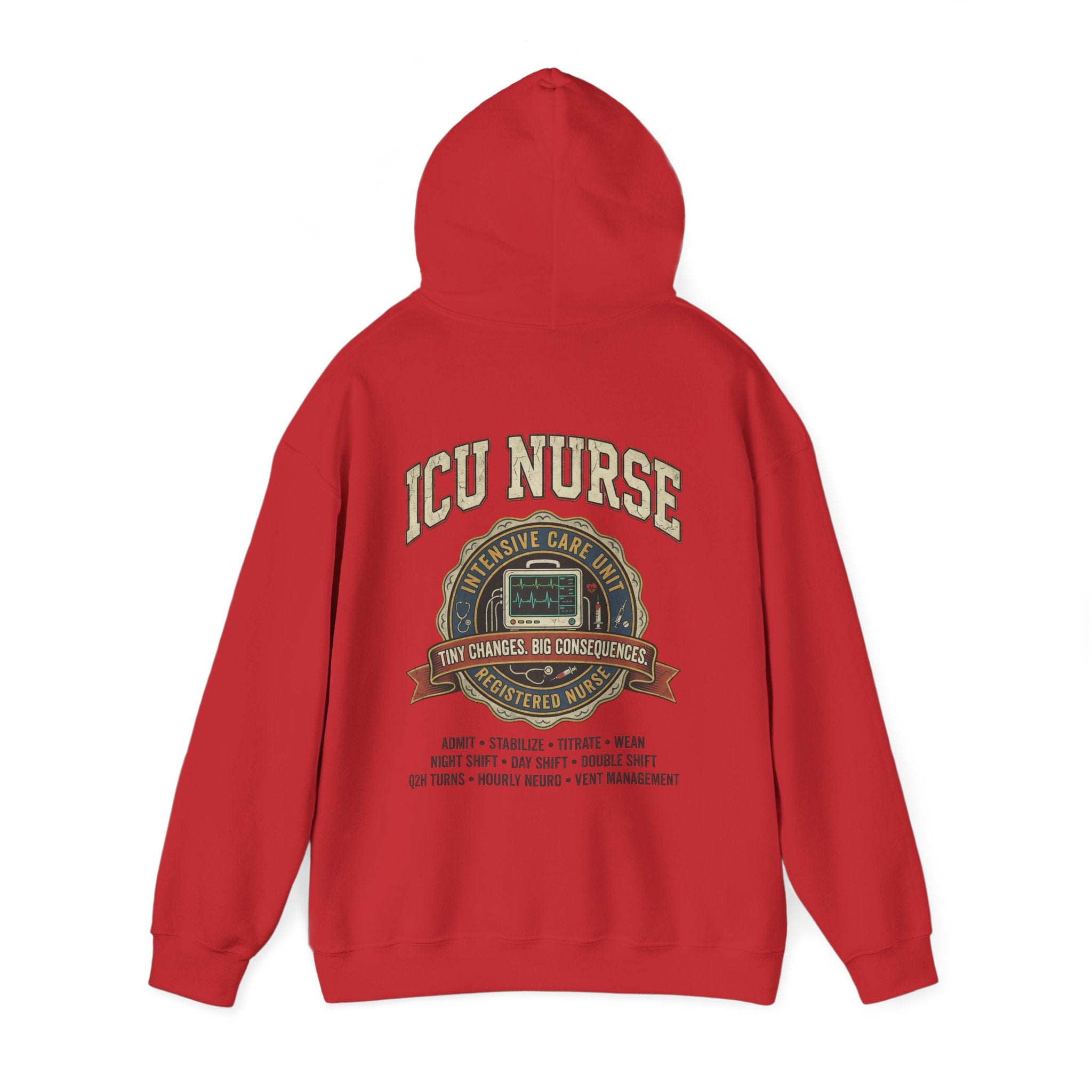ICU Nurse Hoodie —  Nurse Tour Tee Vibe Vintage Distressed Design -JCU Crew Critical Care Nursing Hooded Sweatshirt