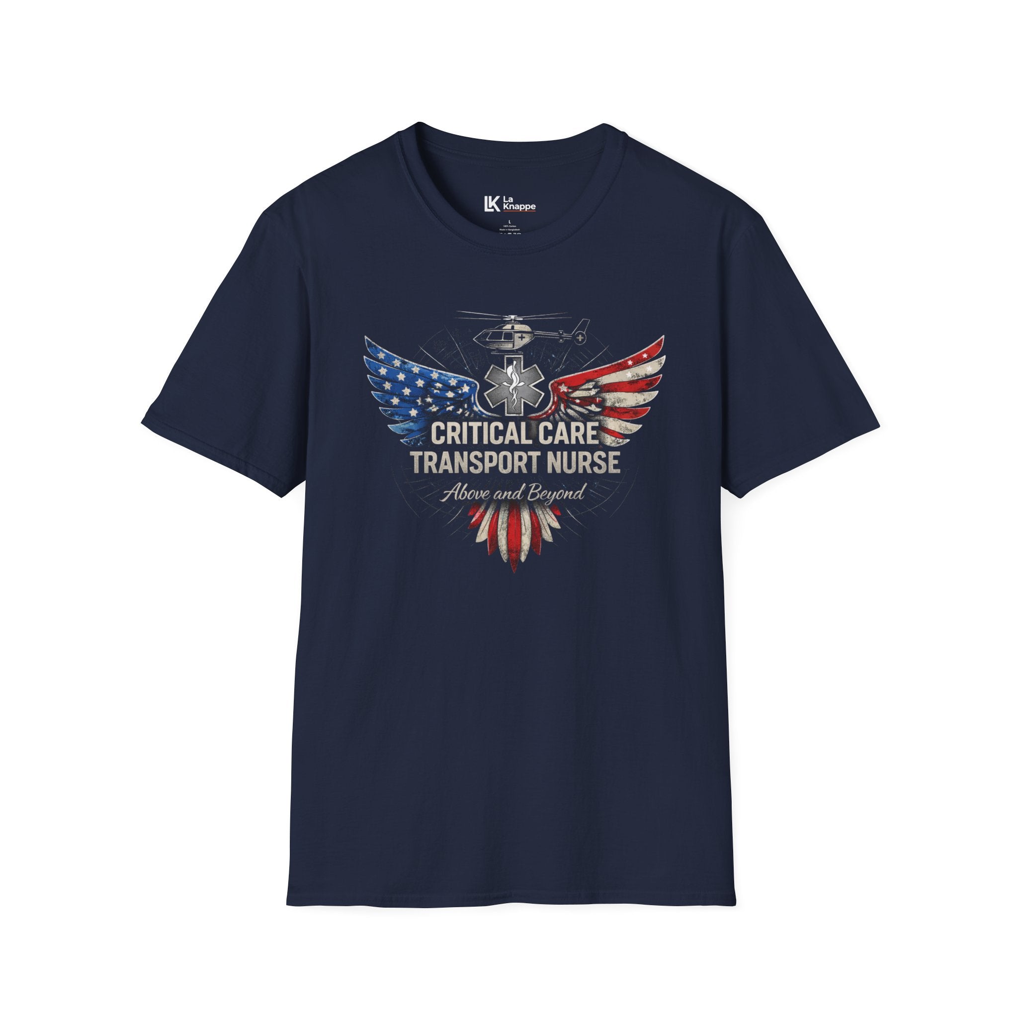 Flight Nurse Critical Care Transport Nurse Eagle Flag Patriotic Graphic Nurse T-shirt