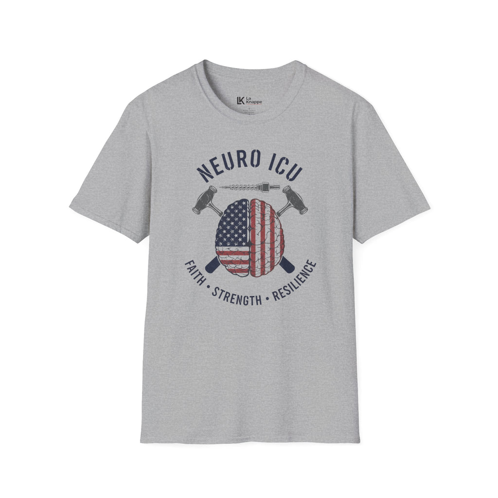 Neuro ICU Nurse Graphic T-shirt Patriotic Flag
