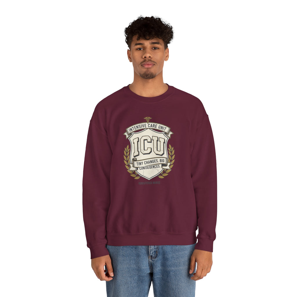 ICU Crest Sweatshirt — Intensive Care Unit Nurse & Doctor Gift