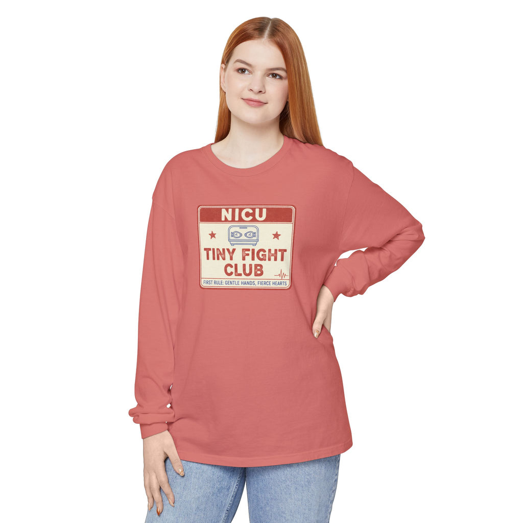 NICU Tiny Fight Club Long Sleeve Tee- FIERCE HEARTS, GENTLE HANDS PEDIATRIC NURSE T-SHIRT Premie Nurse Clinical T-shirt