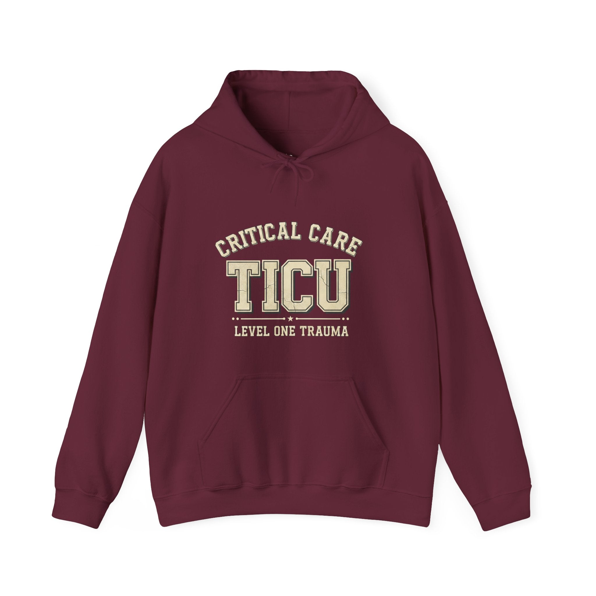 TICU Critical Care Hoodie - Level One Trauma Sweatshirt for Nurses & ICU Staff