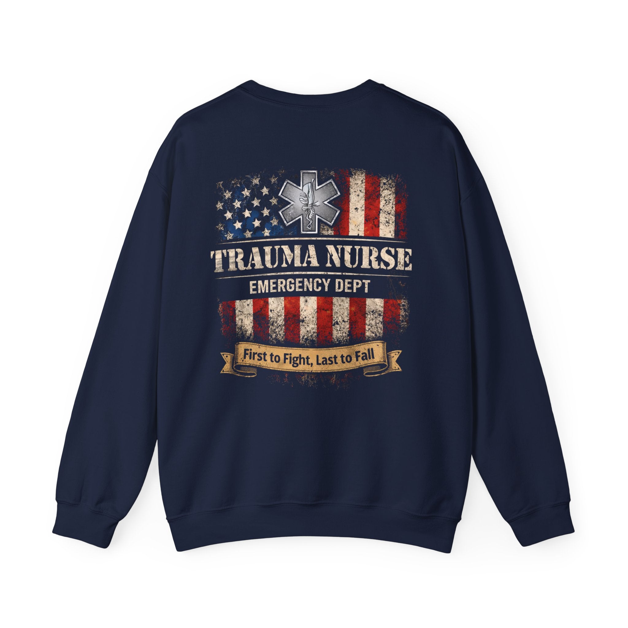 Trauma Nurse ED Department- Patriotic Trauma Crewneck - Graphic Sweatshirt