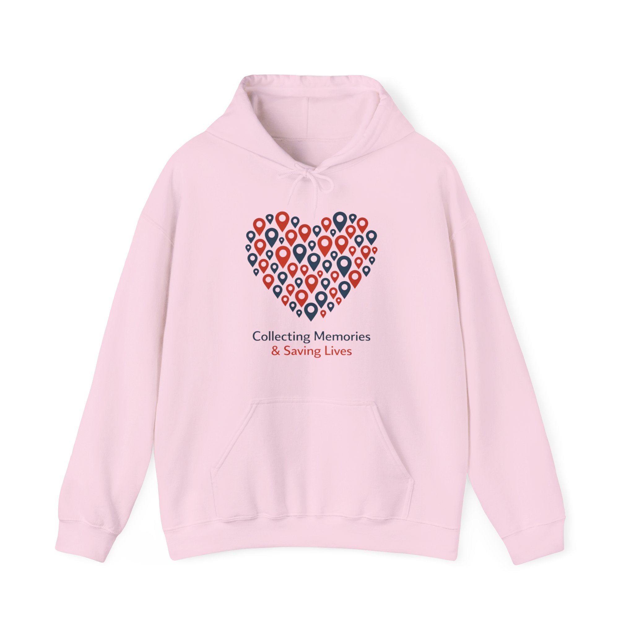 Hoodie — 'Collecting Memories & Saving Lives' Heart Pin Map Design Travel Nurse Hoodie