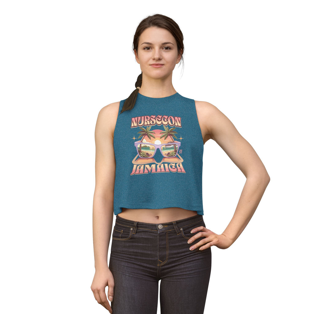 Nurse Conference Cruise Trip Crop Top  Jamaica NurseCon 2026 Tropical Palm & Drink Graphic Nurse T- Shirt