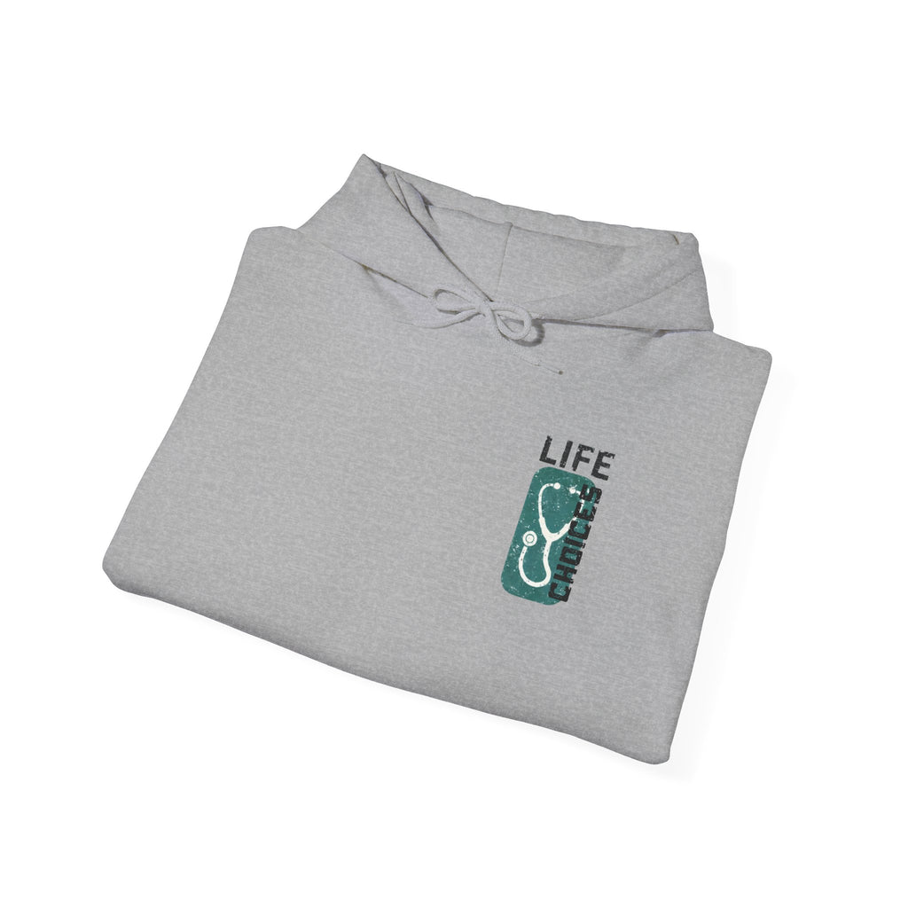 Hoodie — "Life Is Full of Choices" Stethoscope, Coffee & IV Nurse Cozy Pullover