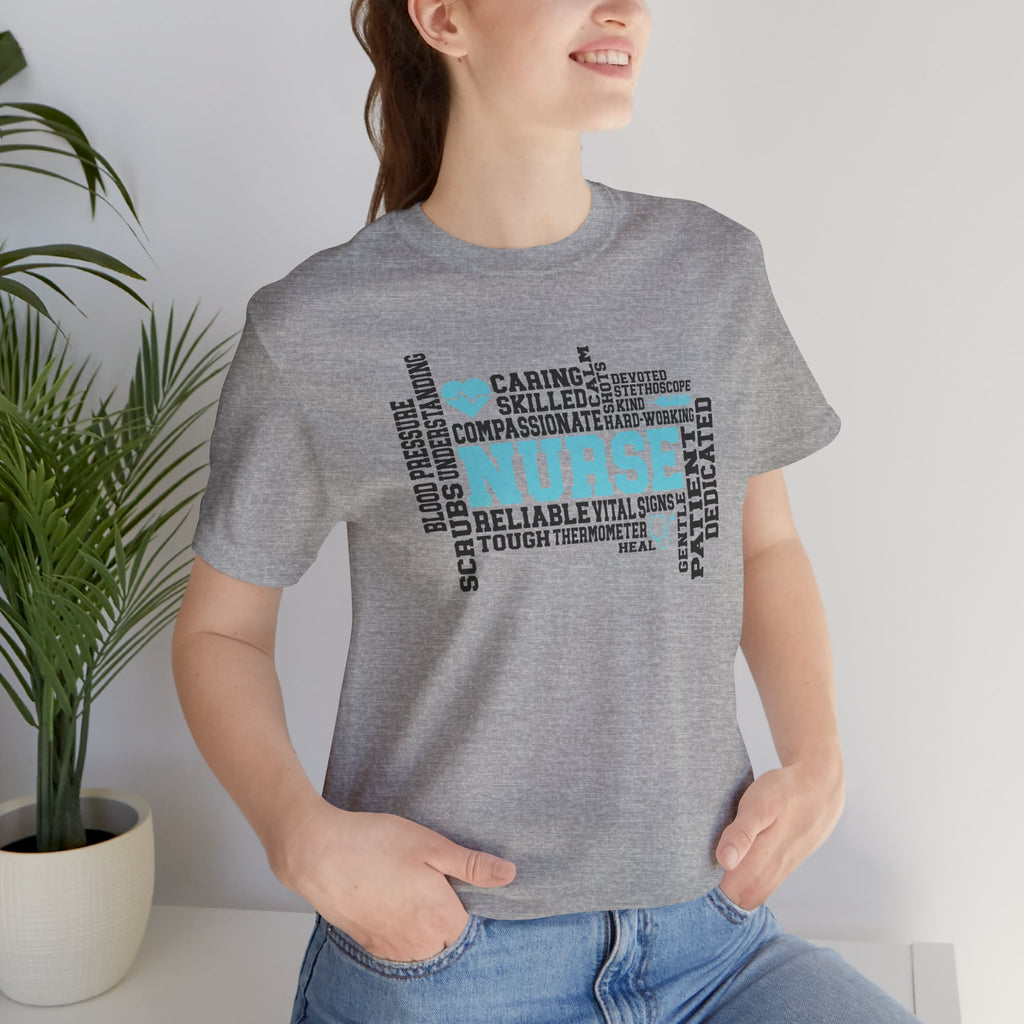 Nurse Word Cloud Tee — Caring, Skilled & Compassionate Nursing Shirt Student Nurse Nurse Gift
