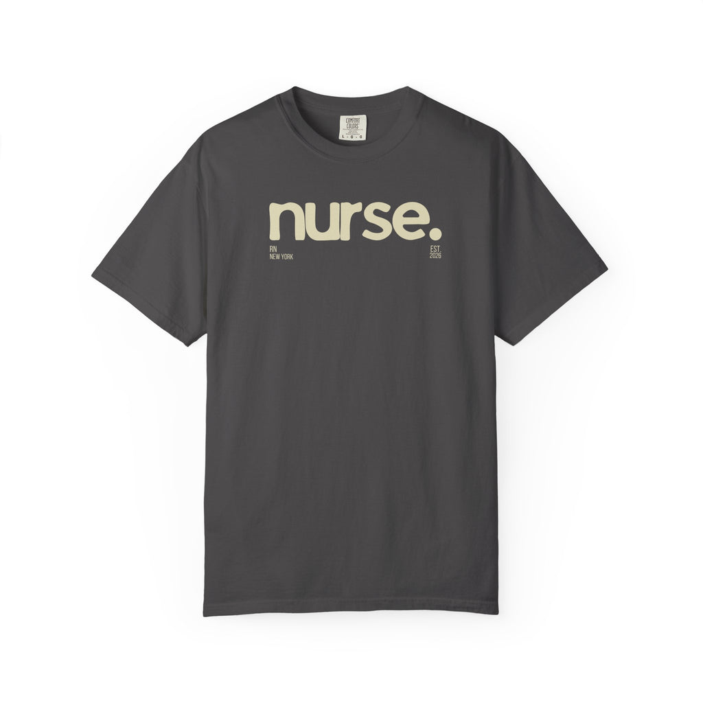 Nurse New York Garment-Dyed T-Shirt — Retro 'nurse.' Graphic Tee for Nurses, Gifts & Workwear