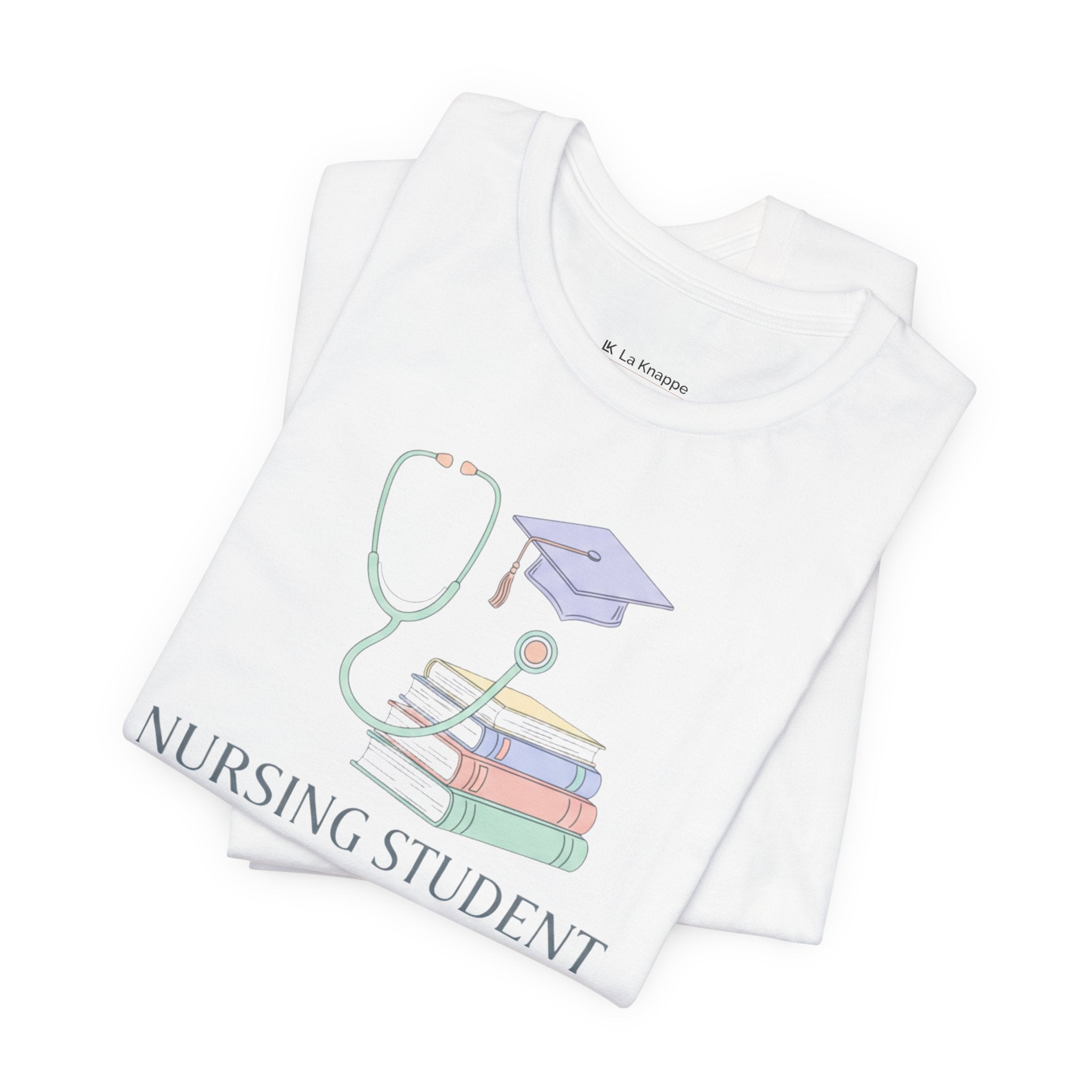 Nursing Student T-Shirt — Stethoscope, Books & Cap Graduation Tee