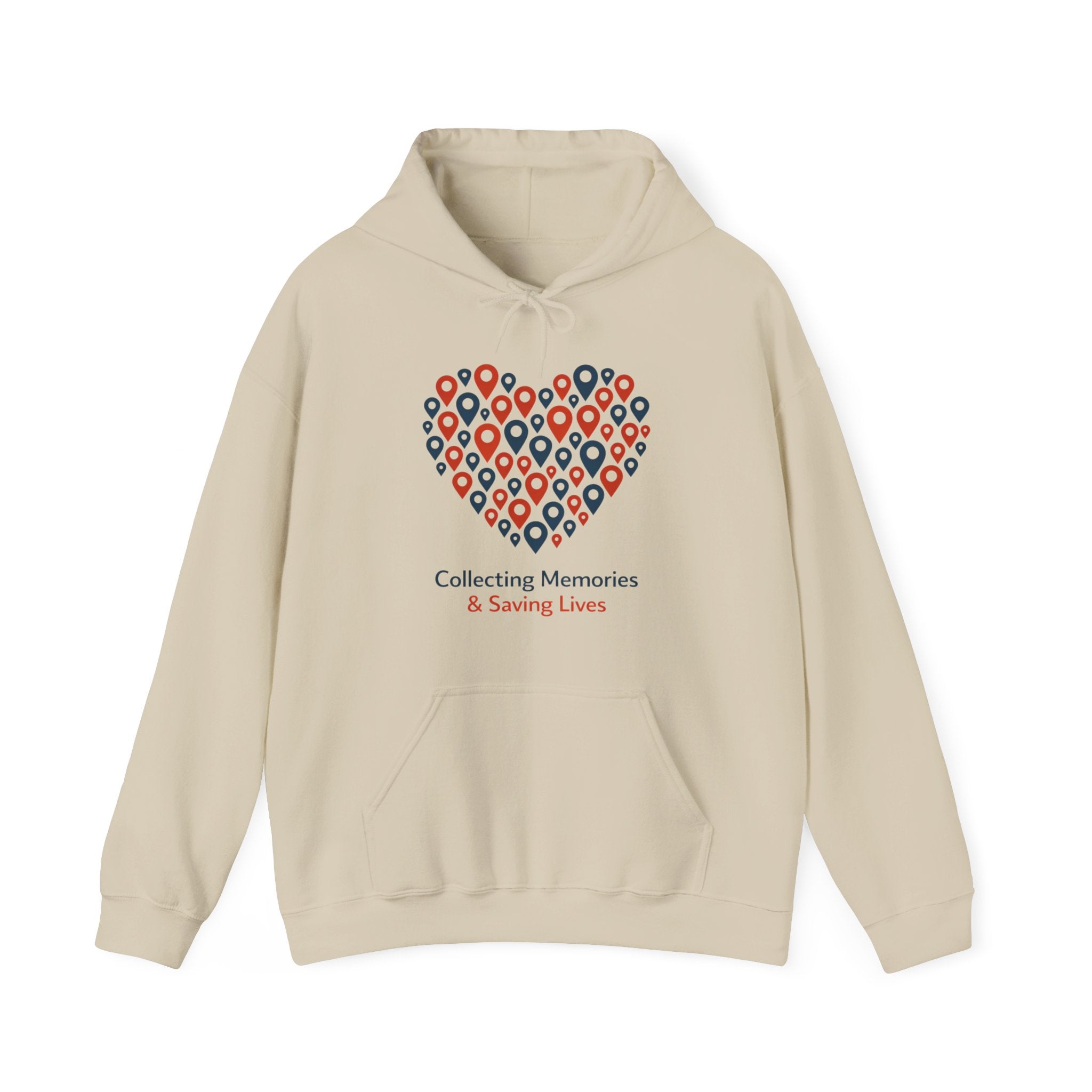Hoodie — 'Collecting Memories & Saving Lives' Heart Pin Map Design Travel Nurse Hoodie