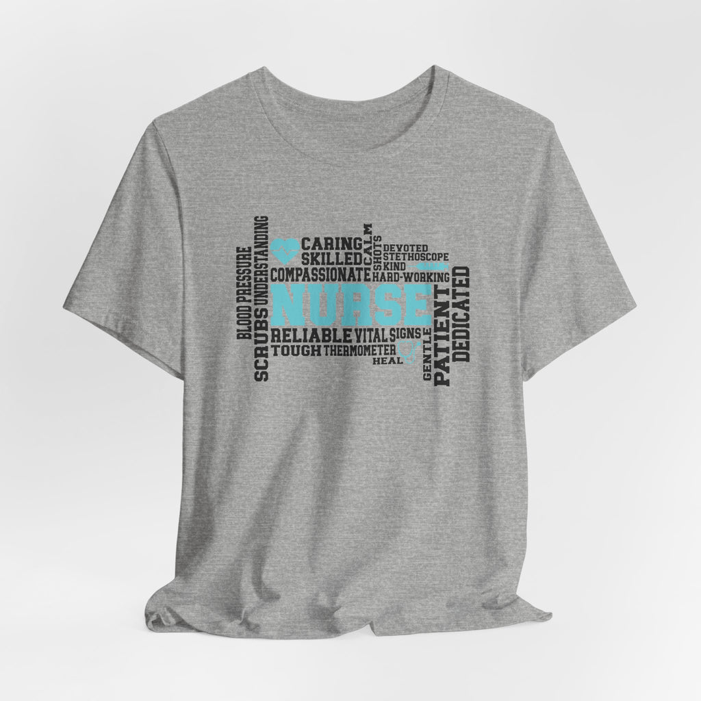 Nurse Word Cloud Tee — Caring, Skilled & Compassionate Nursing Shirt Student Nurse Nurse Gift